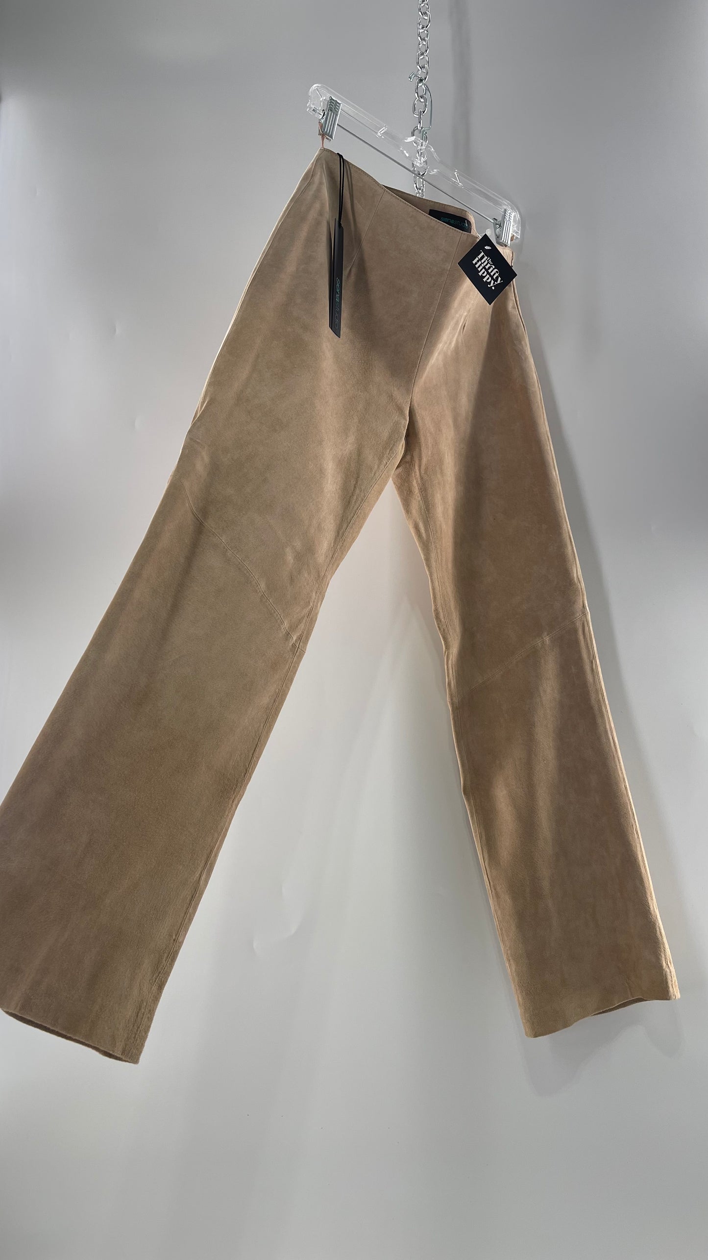 Deadstock Vintage Slouchy SienaStudio Oatmeal Tan Suede Pants (8)