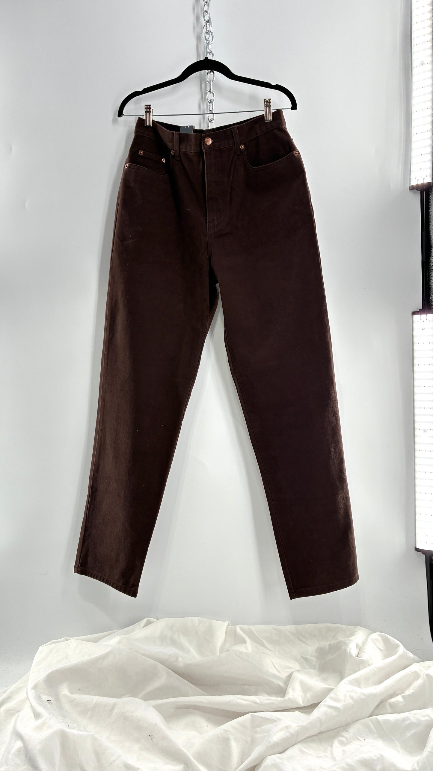 Deadstock Vintage BILL BLASS Brown High Waisted Mom Jeans