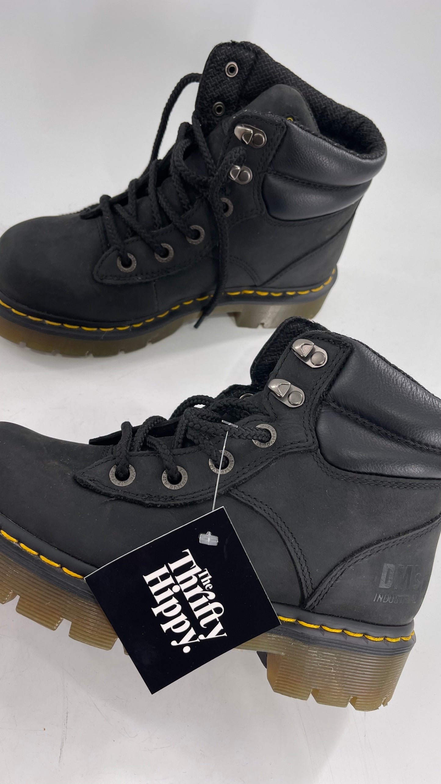 Vintage Doc Martens Industrial Black Combat Boots (6)
