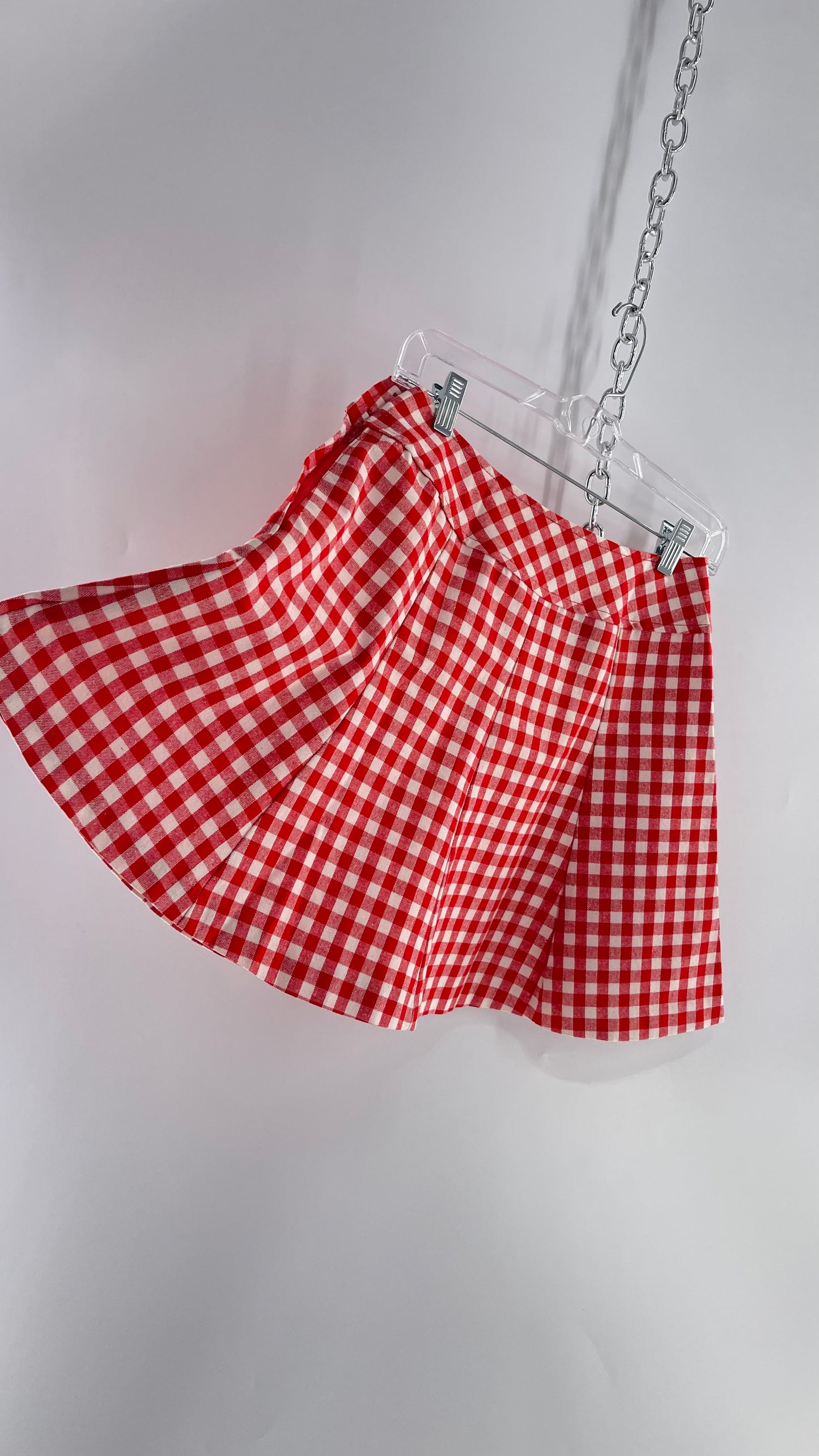 Vintage Bobbie Brook Red and White Picnic Mini Skirt (Large)