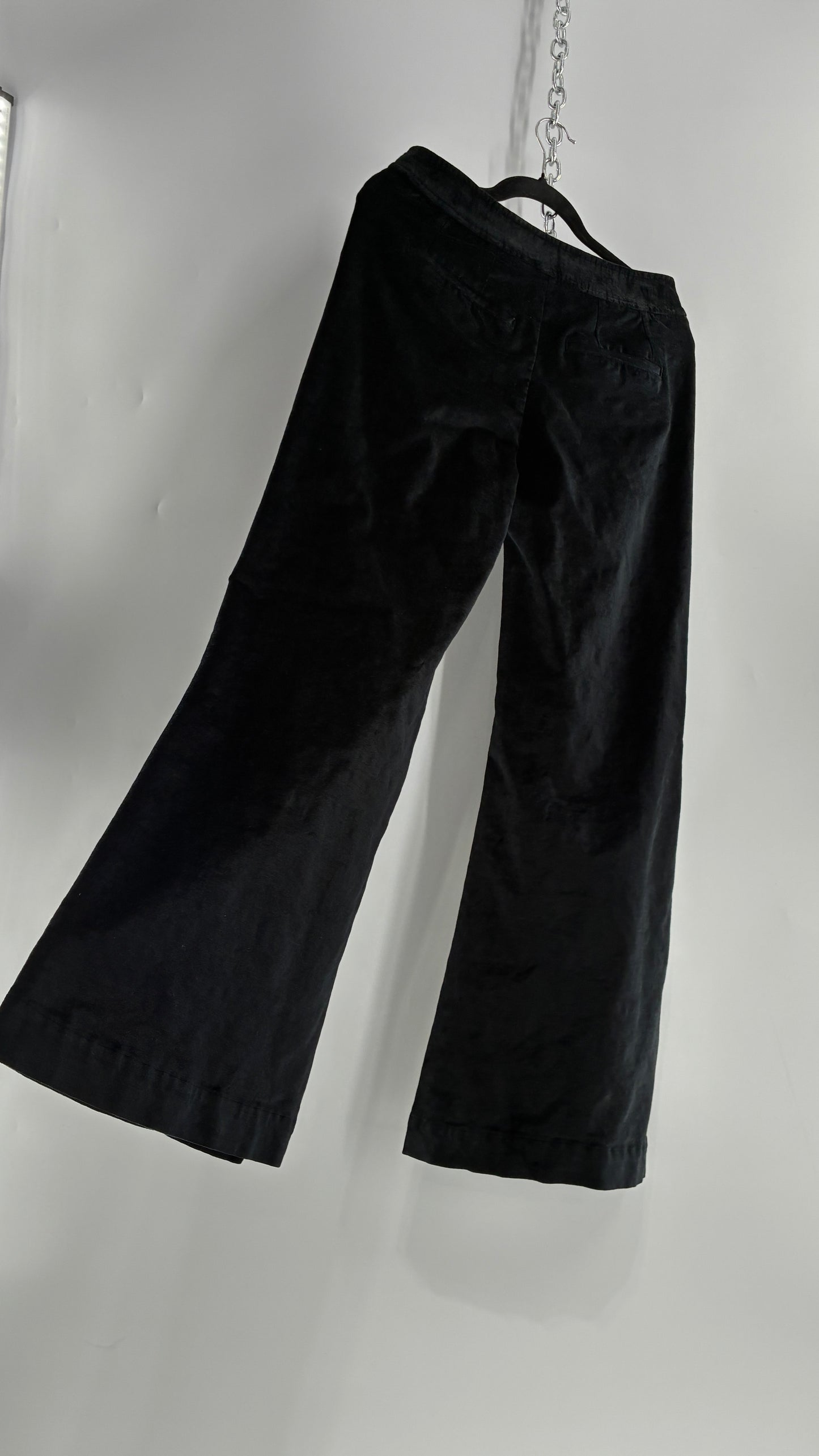Free people Black Heavy Velour Velvet Walk with You Kick Flare Hot Pants(6)