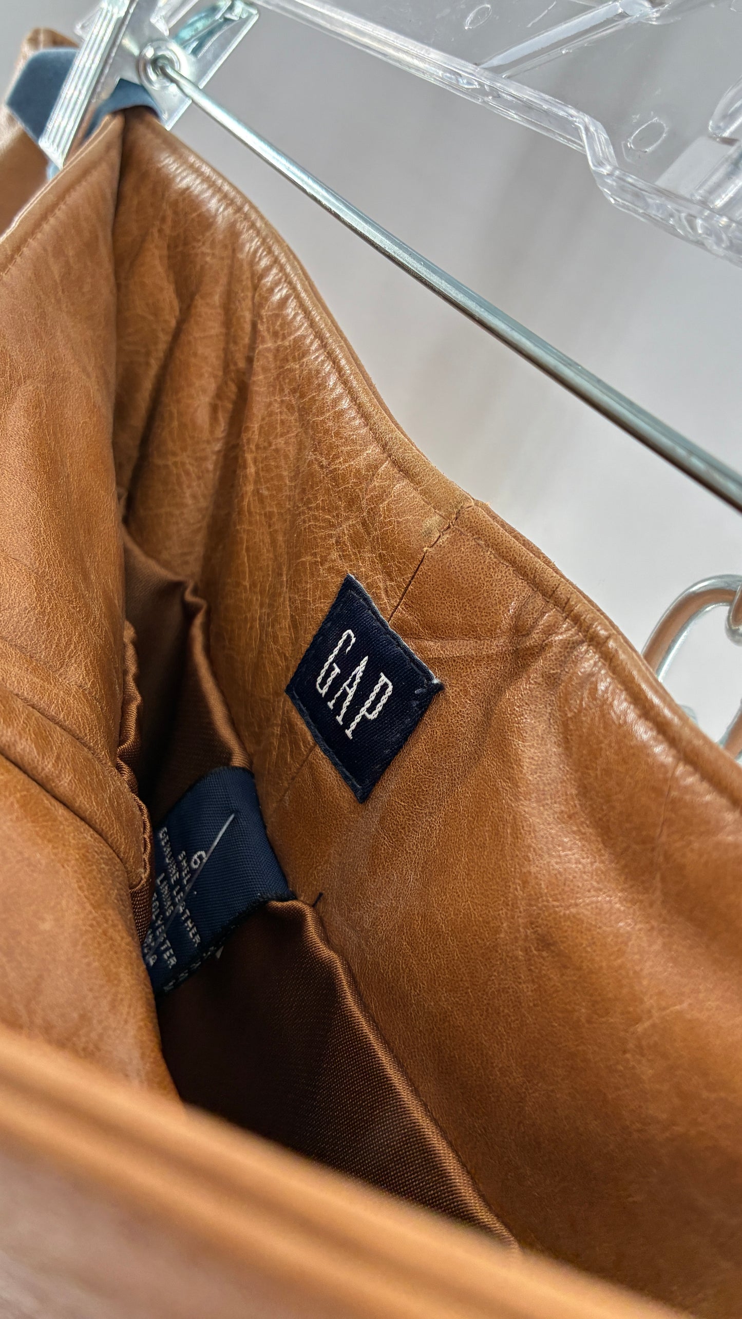 Vintage GAP Camel Leather Hip Skirt with Hip Detail (6)