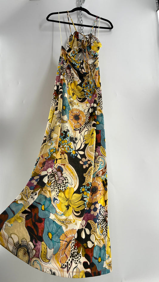 ALEXIS Cassandra Cut Out, Graphic Florals Maxi Dress (XS)
