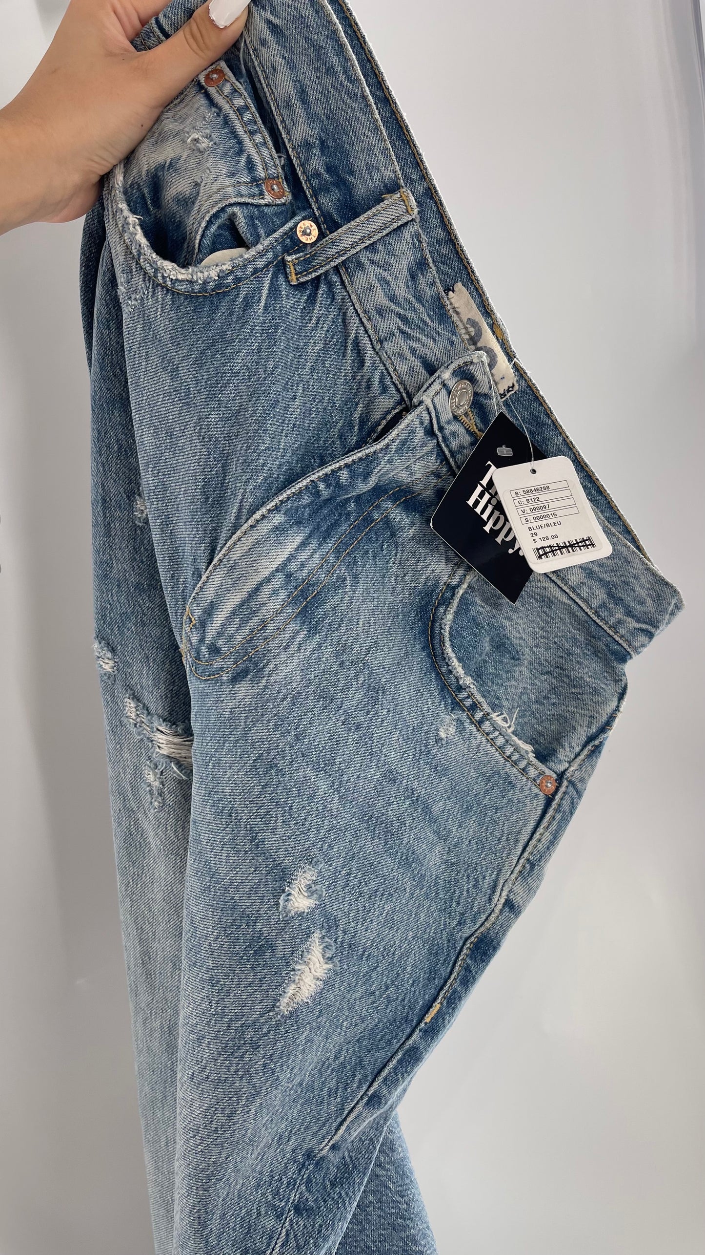 Free People Medium Wash Wide Leg Jeans with Some Distressing and Tags Attached (29)