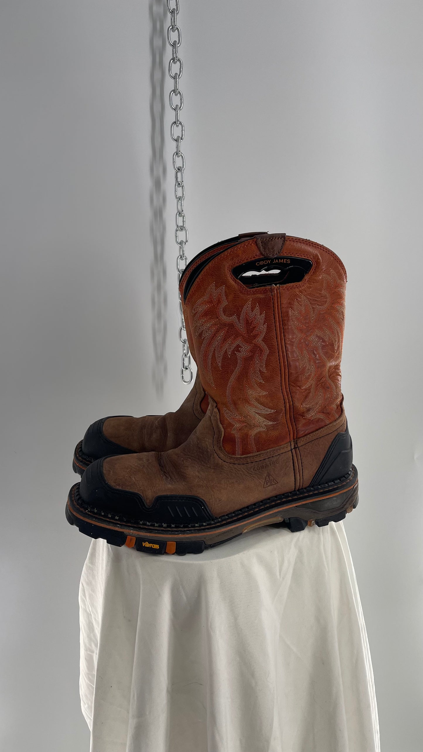 Cody James Men’s Leather Decimator Western Work Boot Nano Composite Toe Heavy Duty (13)