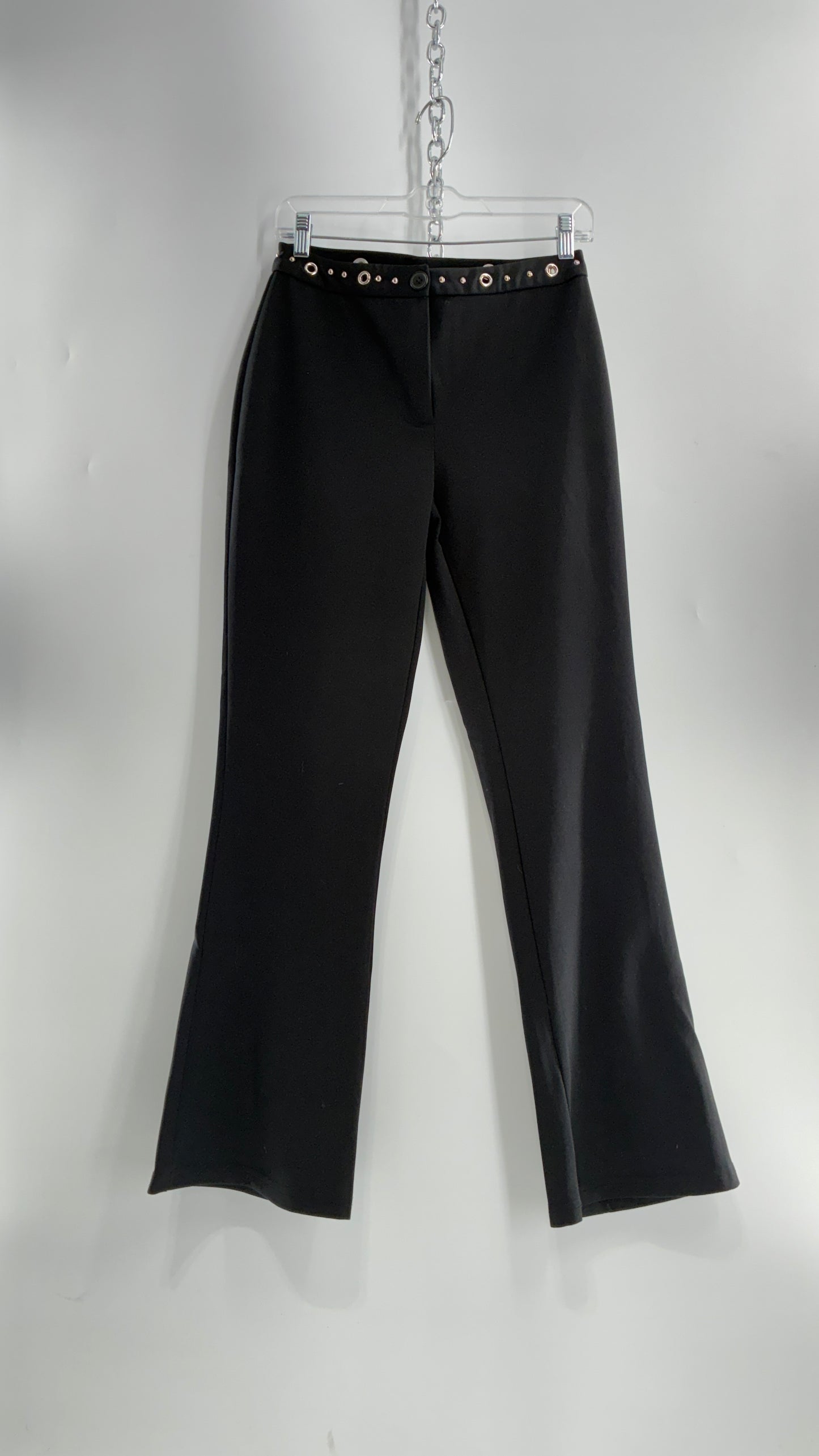 Vintage 1990s JOE BENBASSET Black Kickflares with Studded, Grommet Waistline (5)