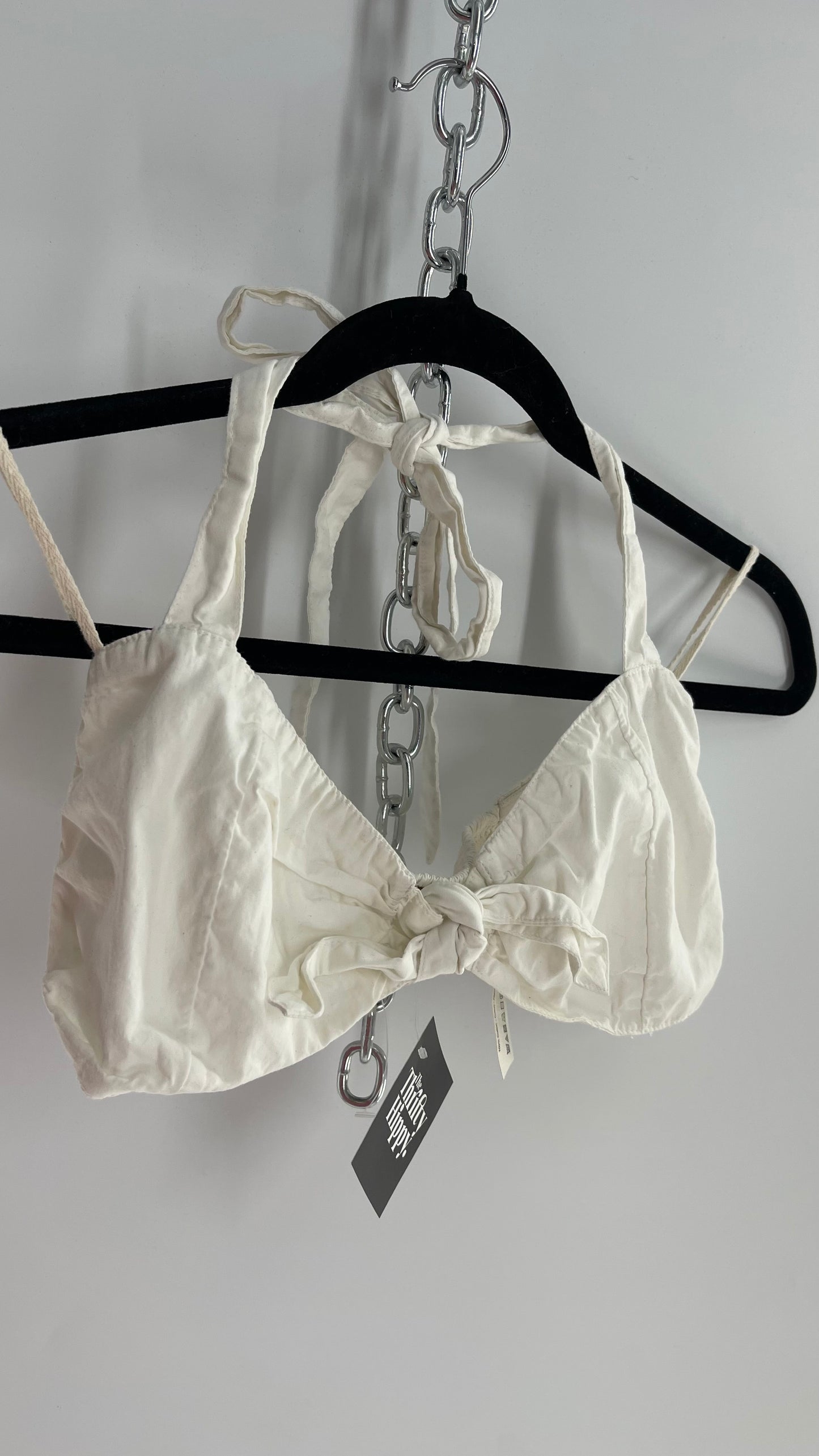 Free People Off White Tie Bust Halter Top (XS)