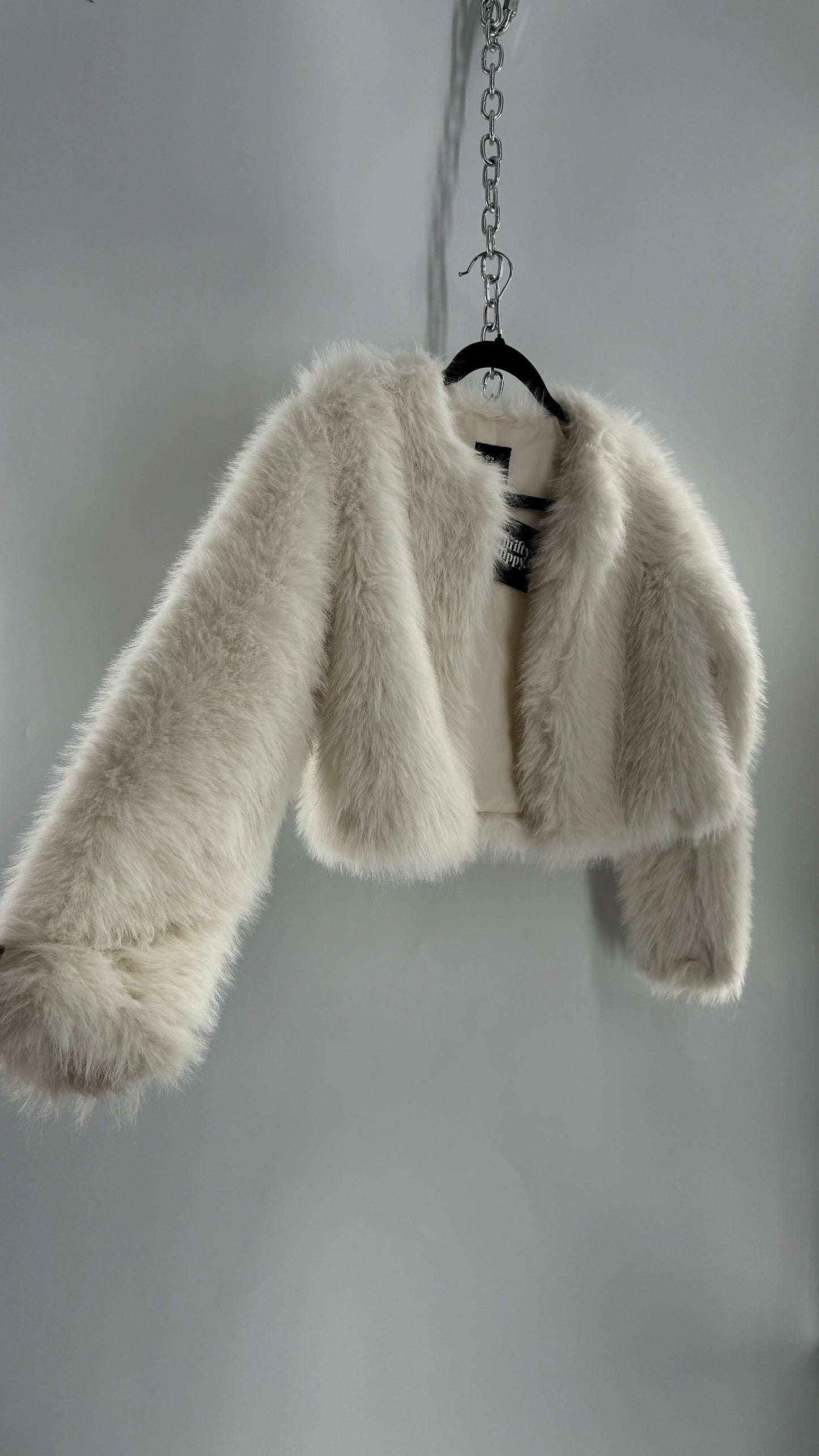 White Fluffy Cropped Jacket (Y14/XS/S)