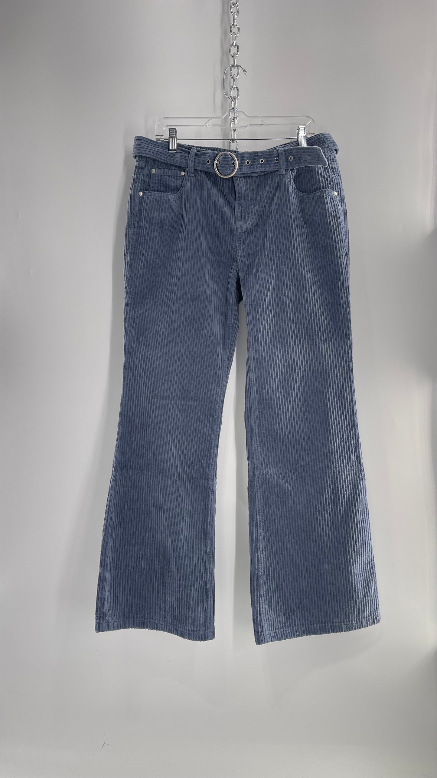 MILK IT Recycled Powder Blue Corduroy Low Waist Grommet Buckle Folk Jean with Tags Attached (16)