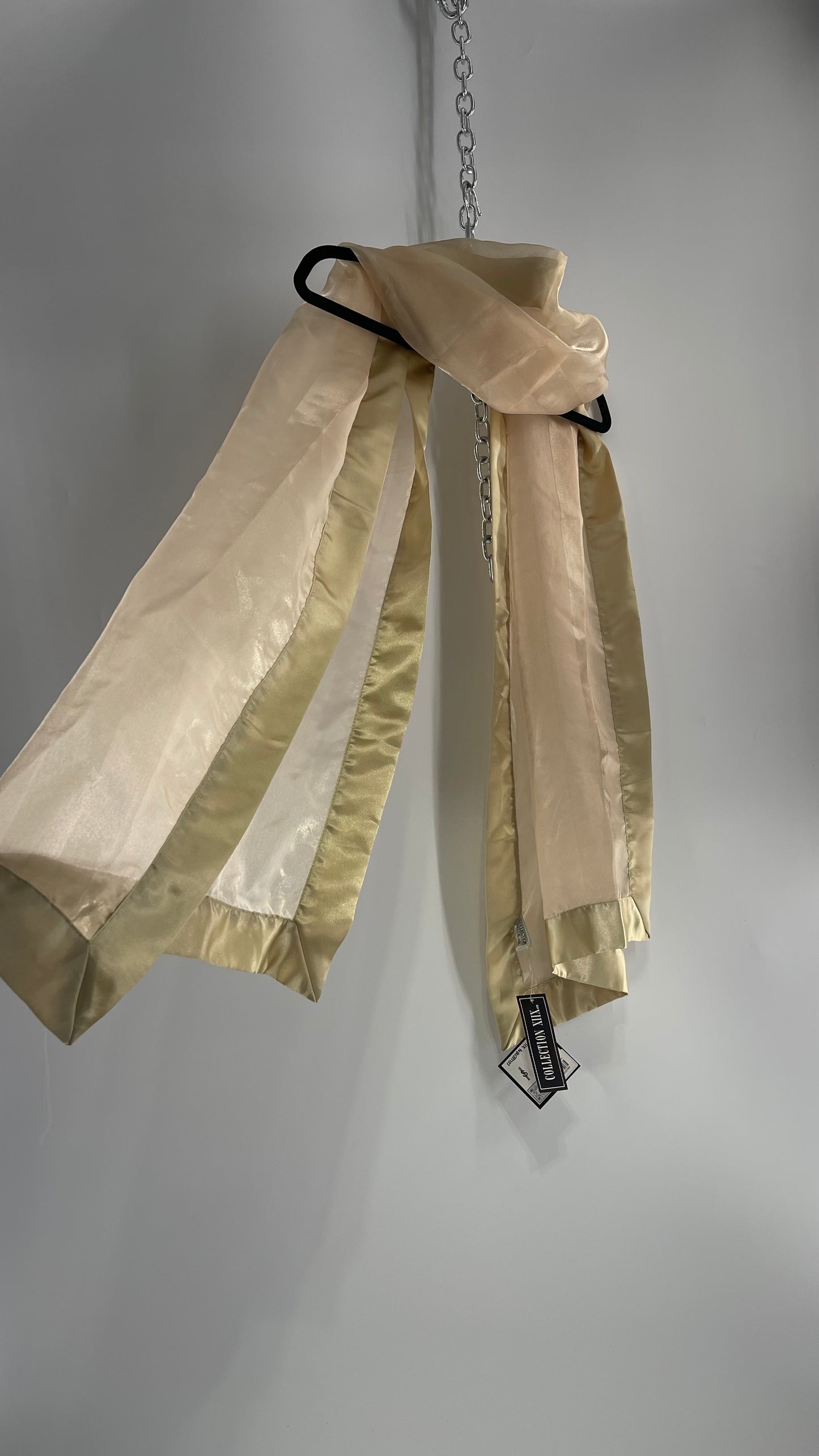 Deadstock Vintage Gold Voile Scarf with Tags Attached