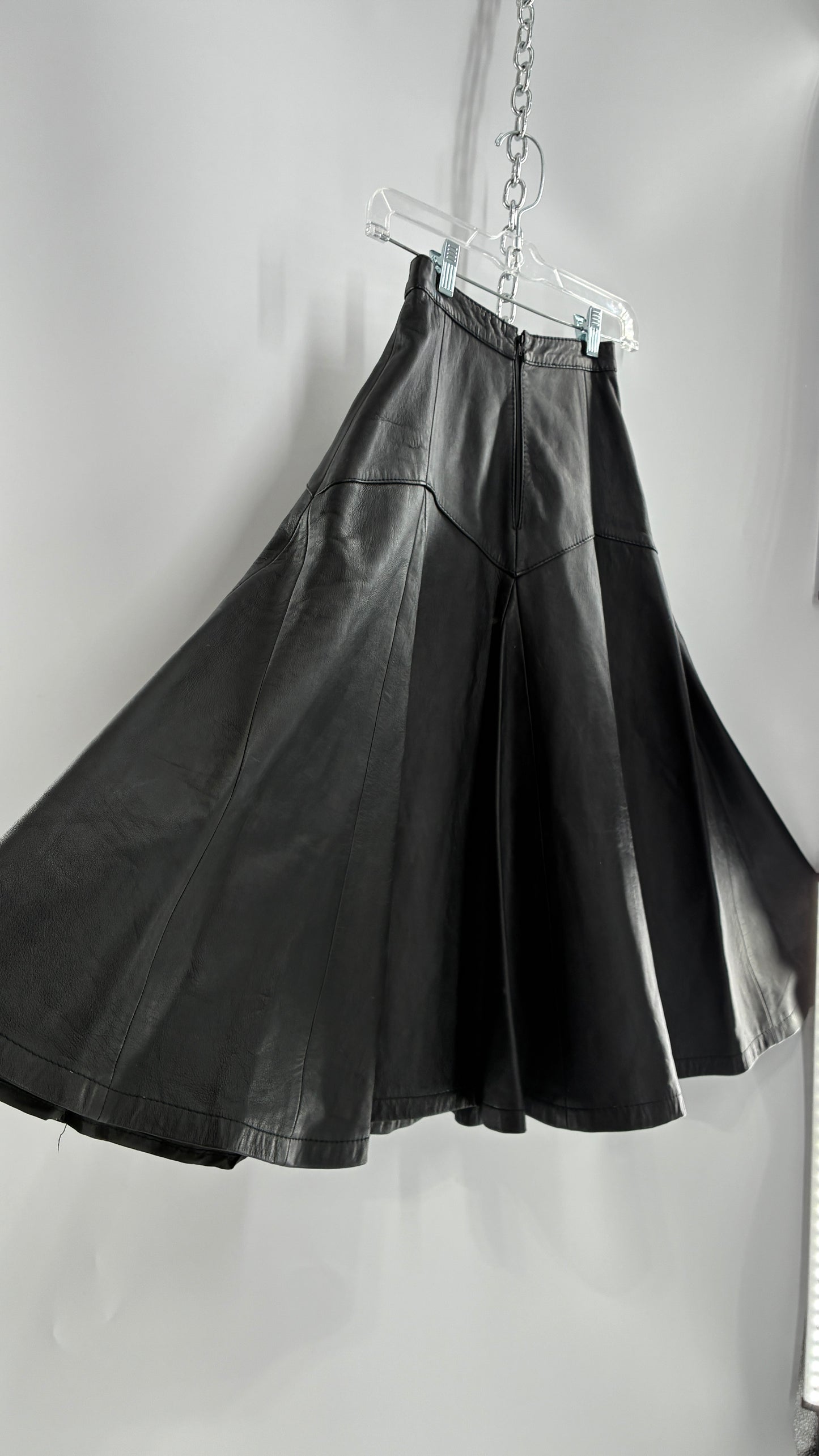 Vintage Fergs Omorro Leather Full Circle Skirt Made in Italy (XS)