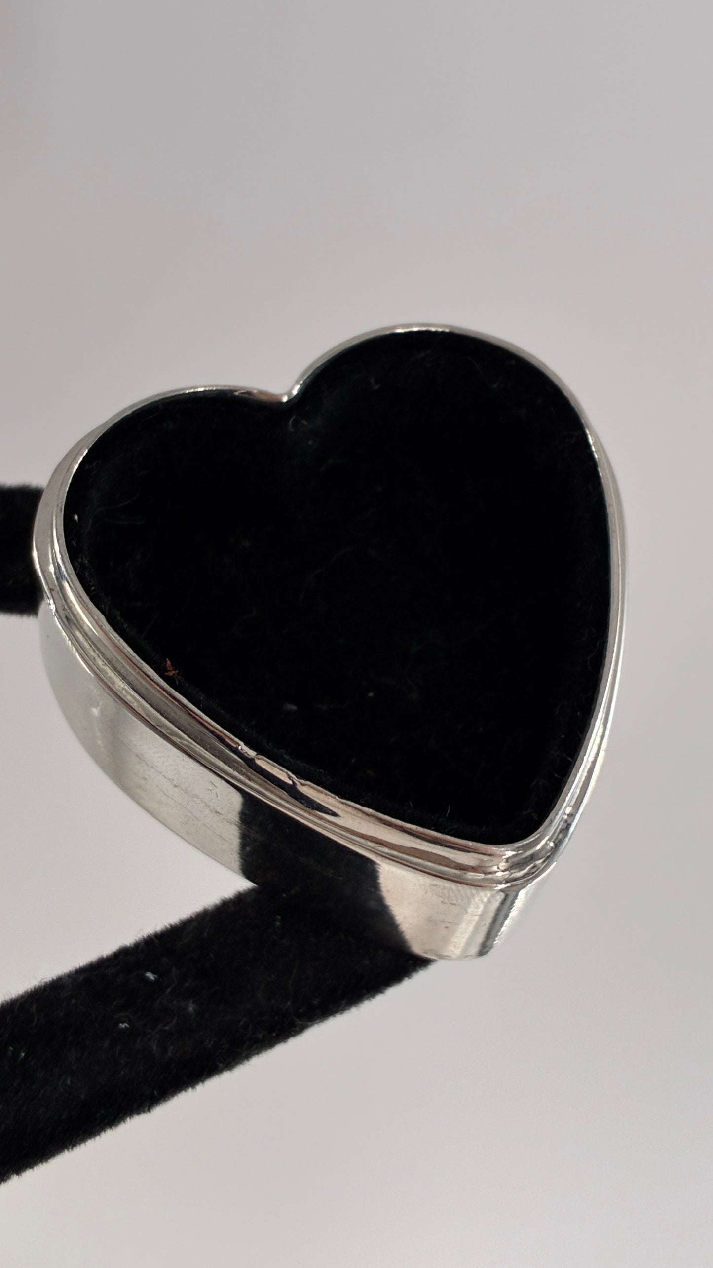 Vintage Mongram “N” Engraved Heart Shaped Silver Ring Box