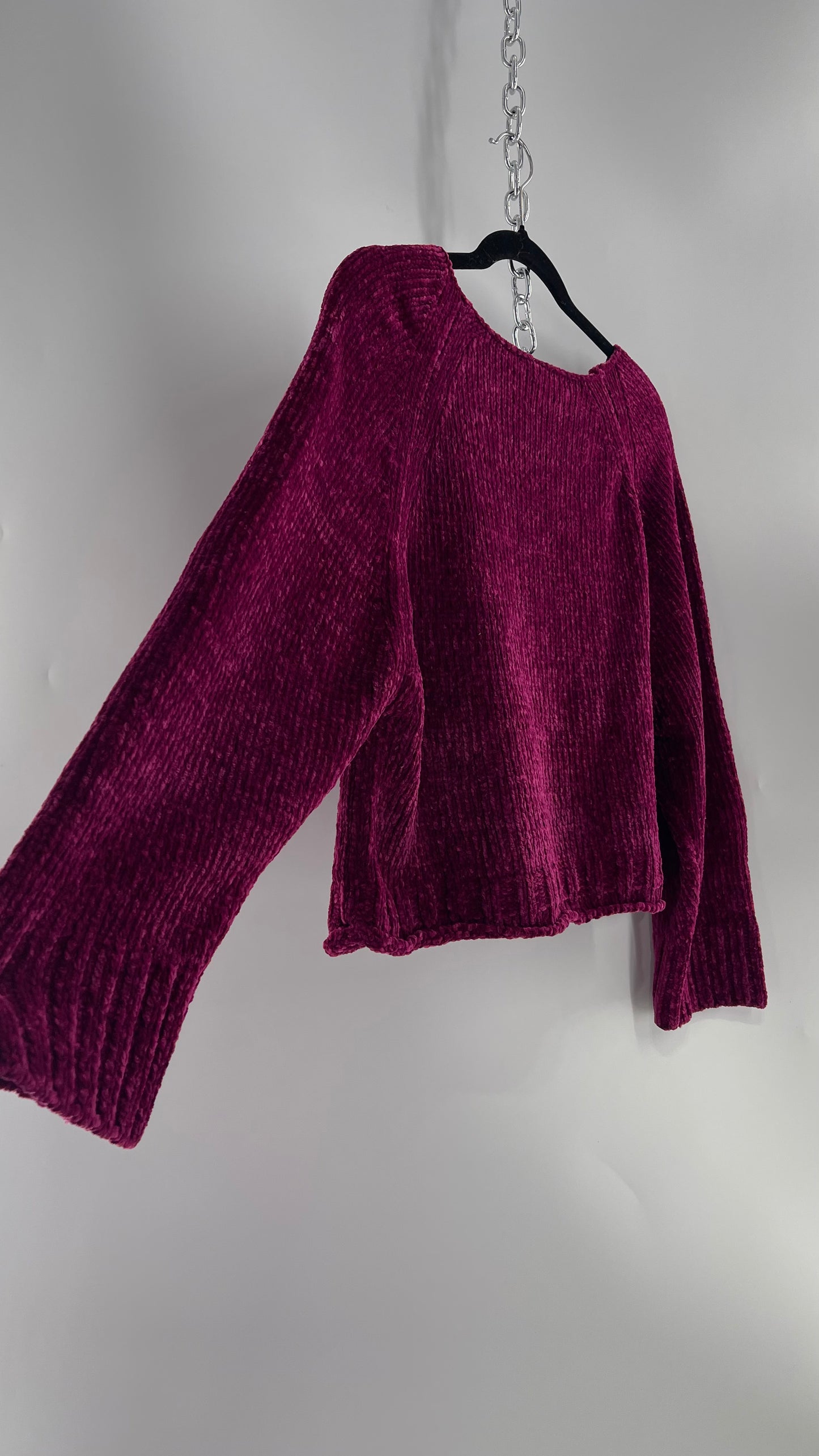 Anthropologie MOTH Fuchsia Purple Chenille Sweater (XS)