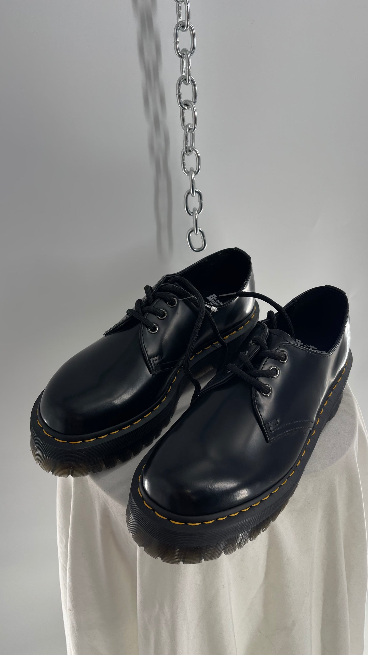 Dr.Martens Black Patent 1461 Quad li Leather Platform Oxfords (8.5L, 7.5M)