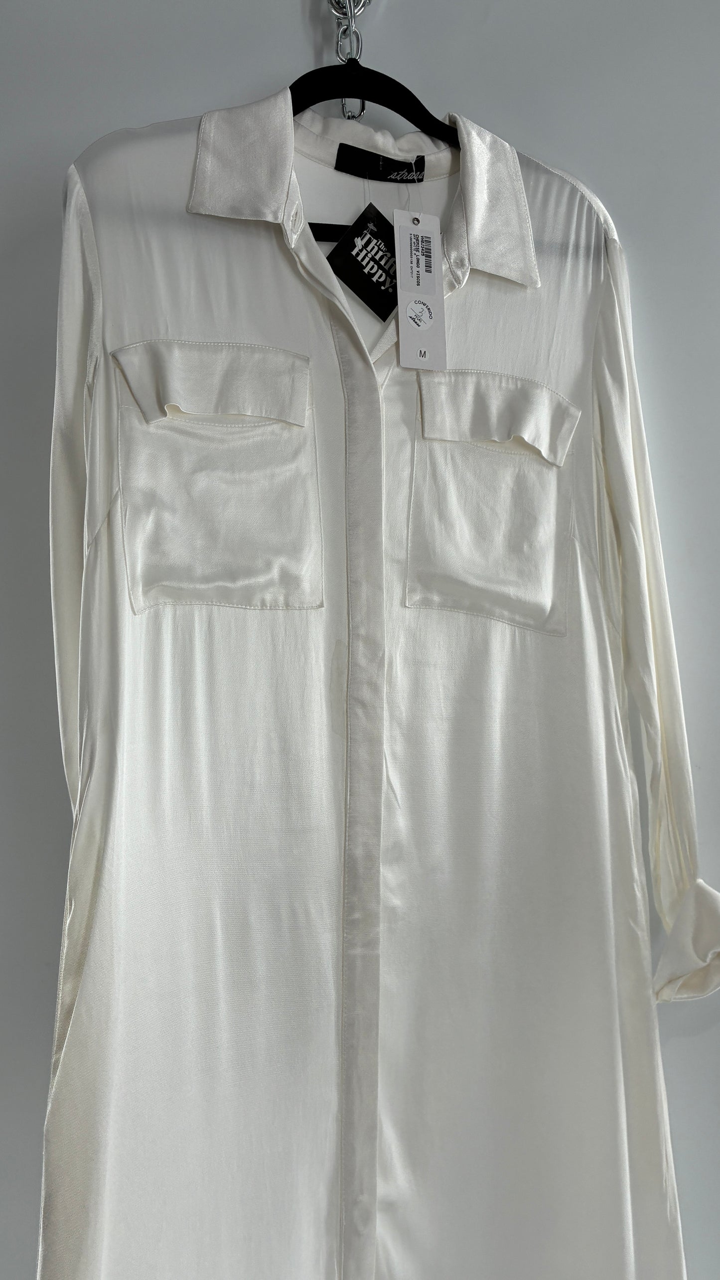 ST. BRAND BY STRASS White Button Up Style Dress with Tags Attached (Medium)