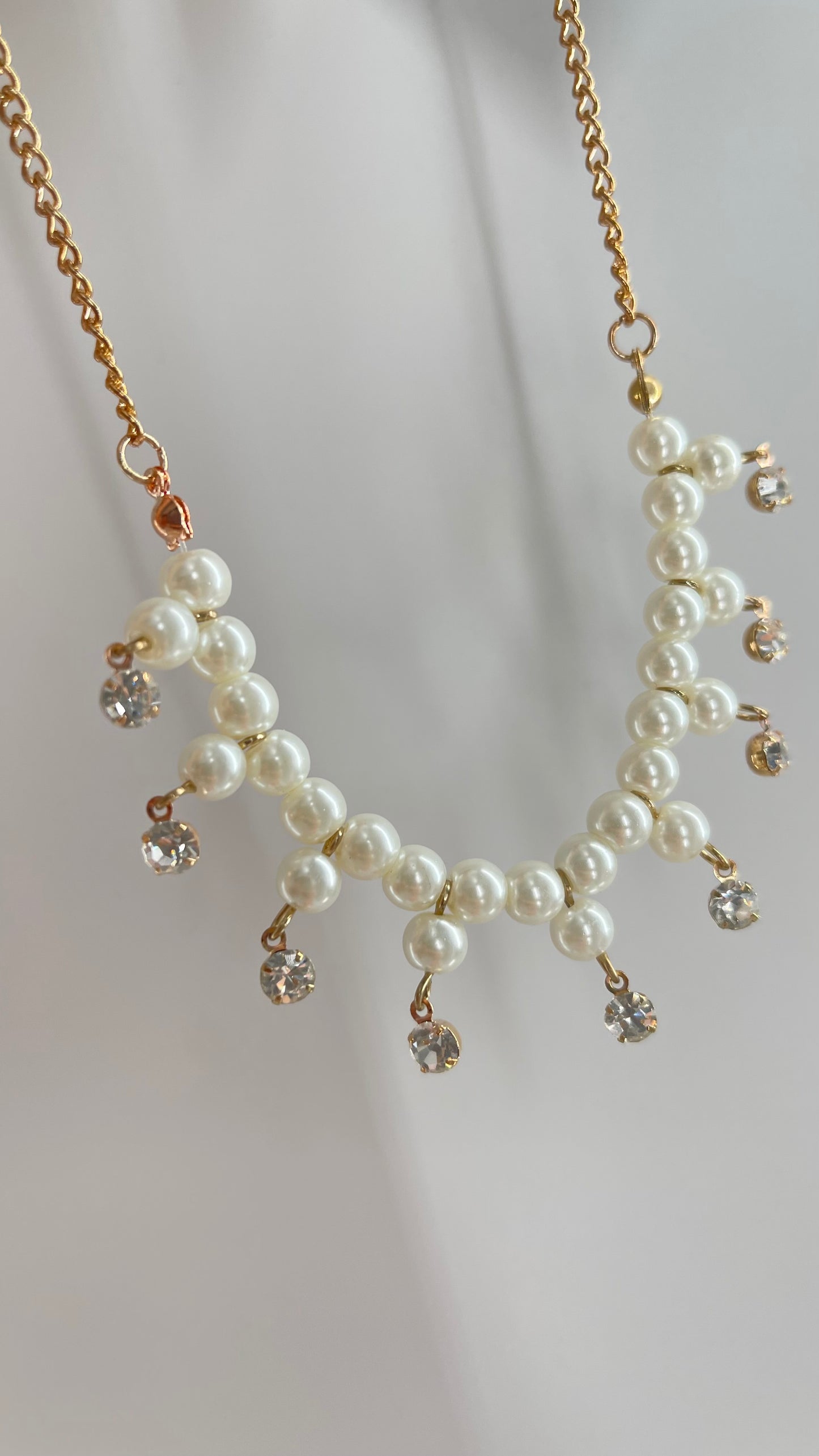 Pearl and Rhinestone Charm Choker