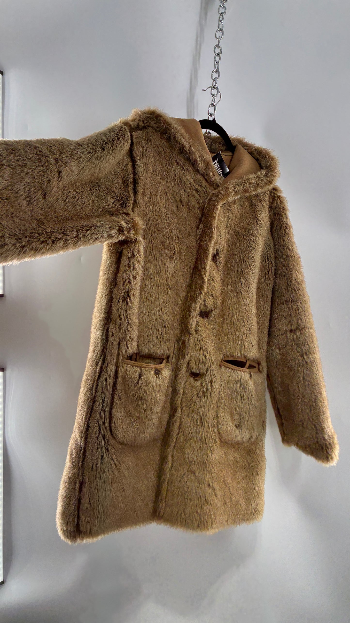 Vintage JONES NEW YORK Reversible Fur and Vegan Suede Coat (Small)
