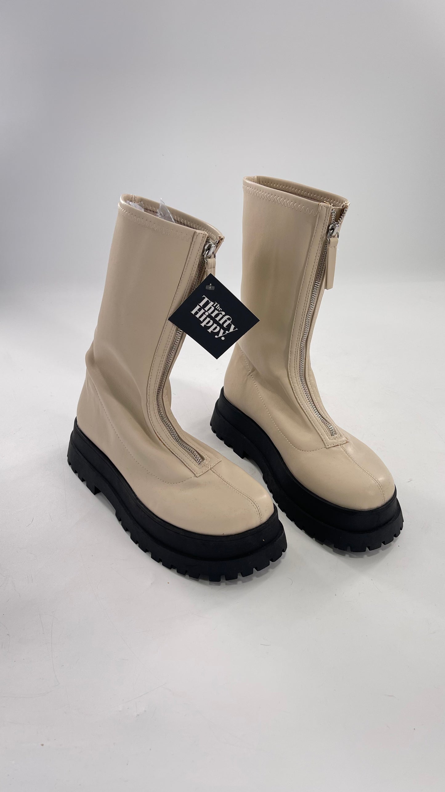 Urban Outfitters Cream Zip Front Boot with Contrast Platform (10)