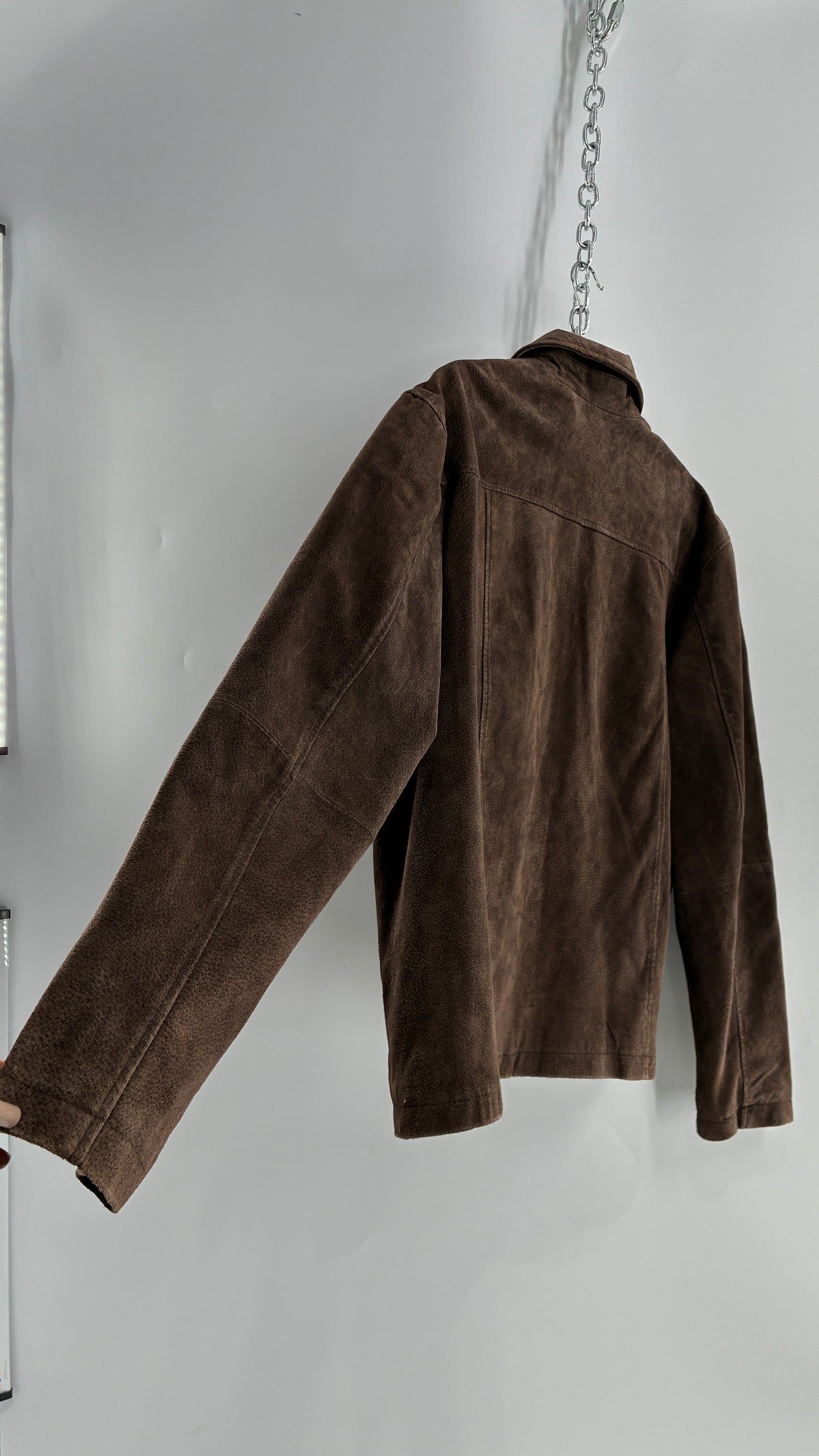 Vintage Liz Claiborne Dark Brown Genuine Suede Leather Jacket (Large)
