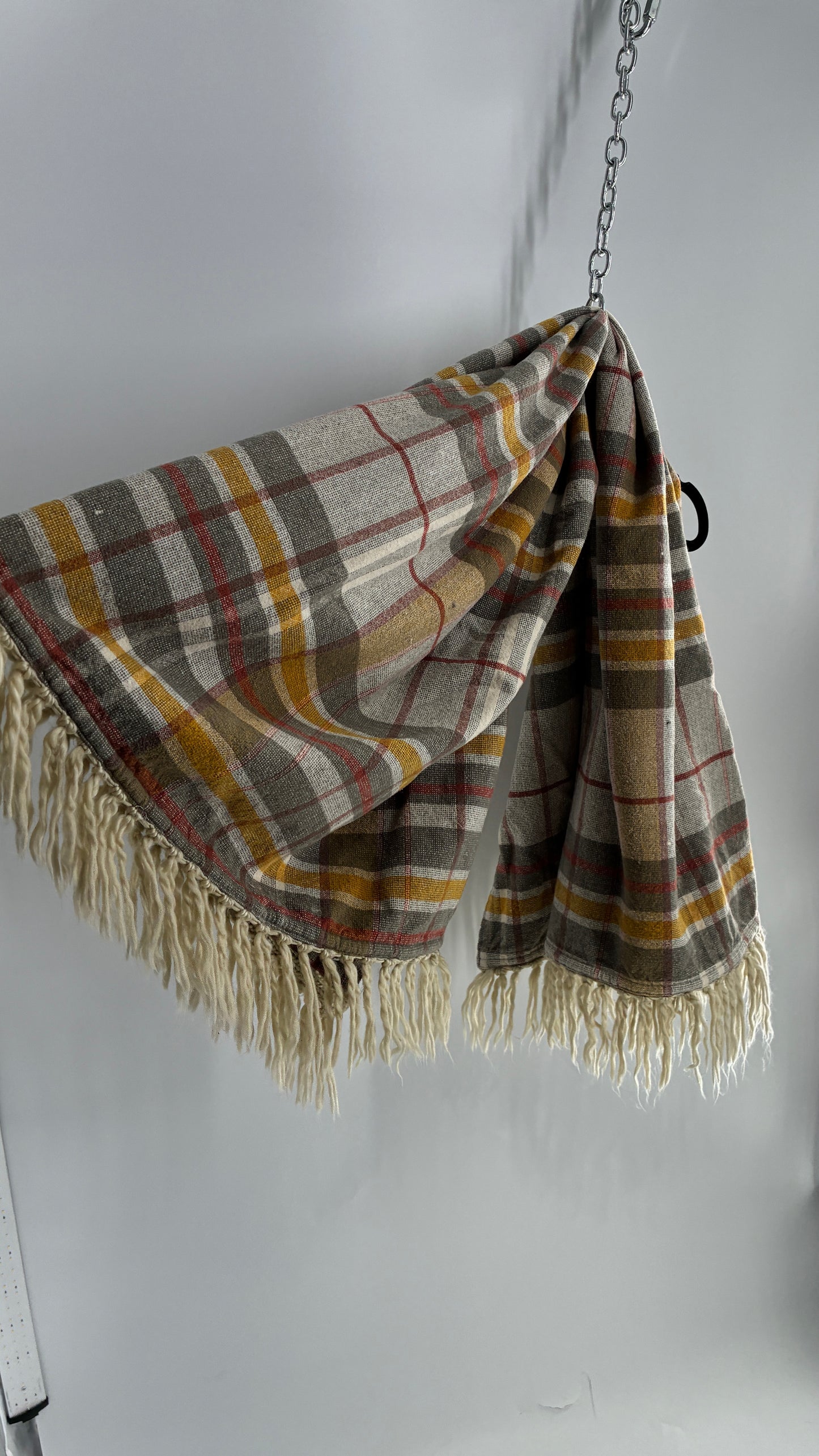 Vintage Hallmark Oversized Extremely Thick 100% Cotton Fringed Blanket Scarf