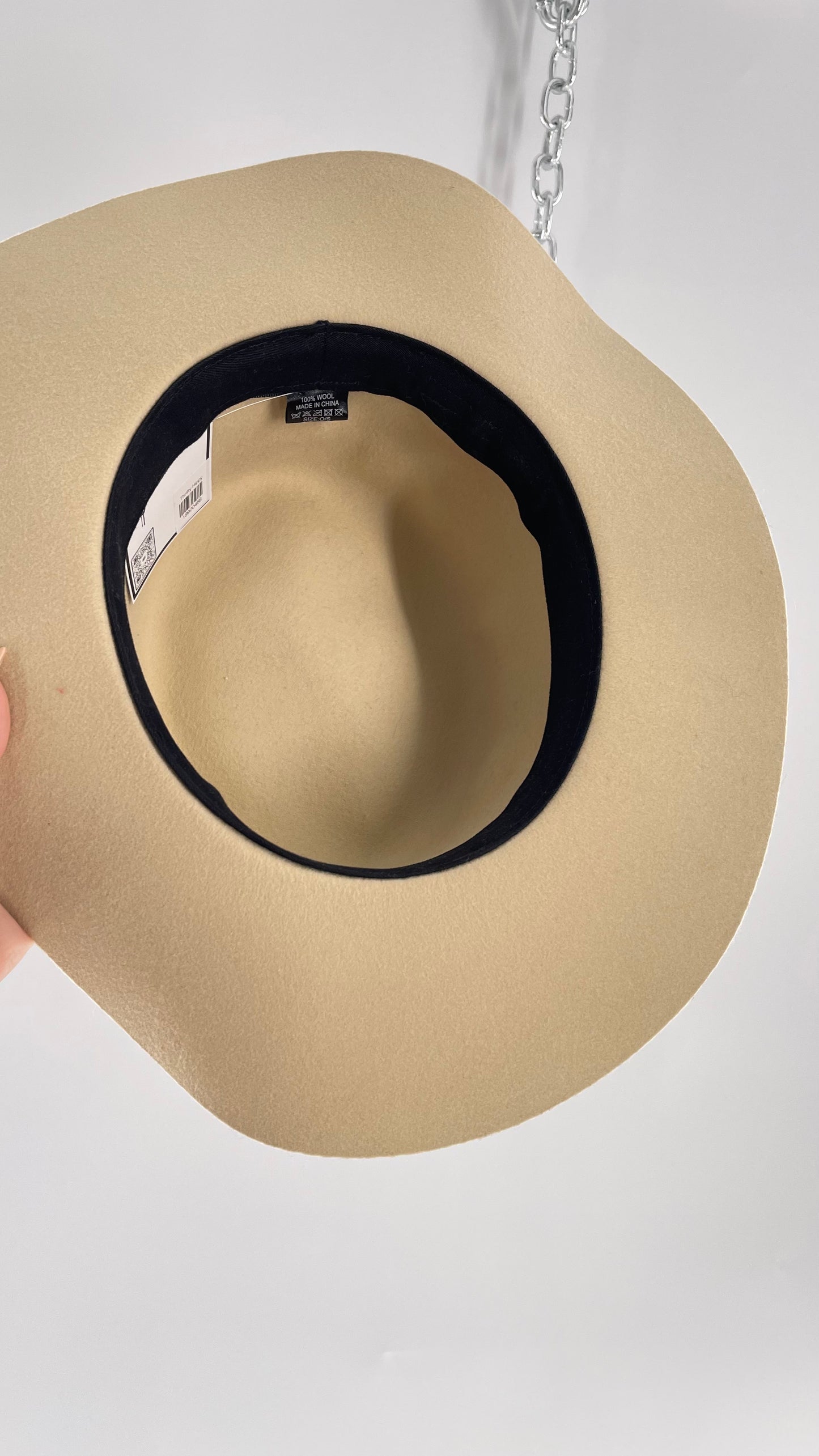 Free People Beige 100% Wool Wide Brimmed Sun Hat