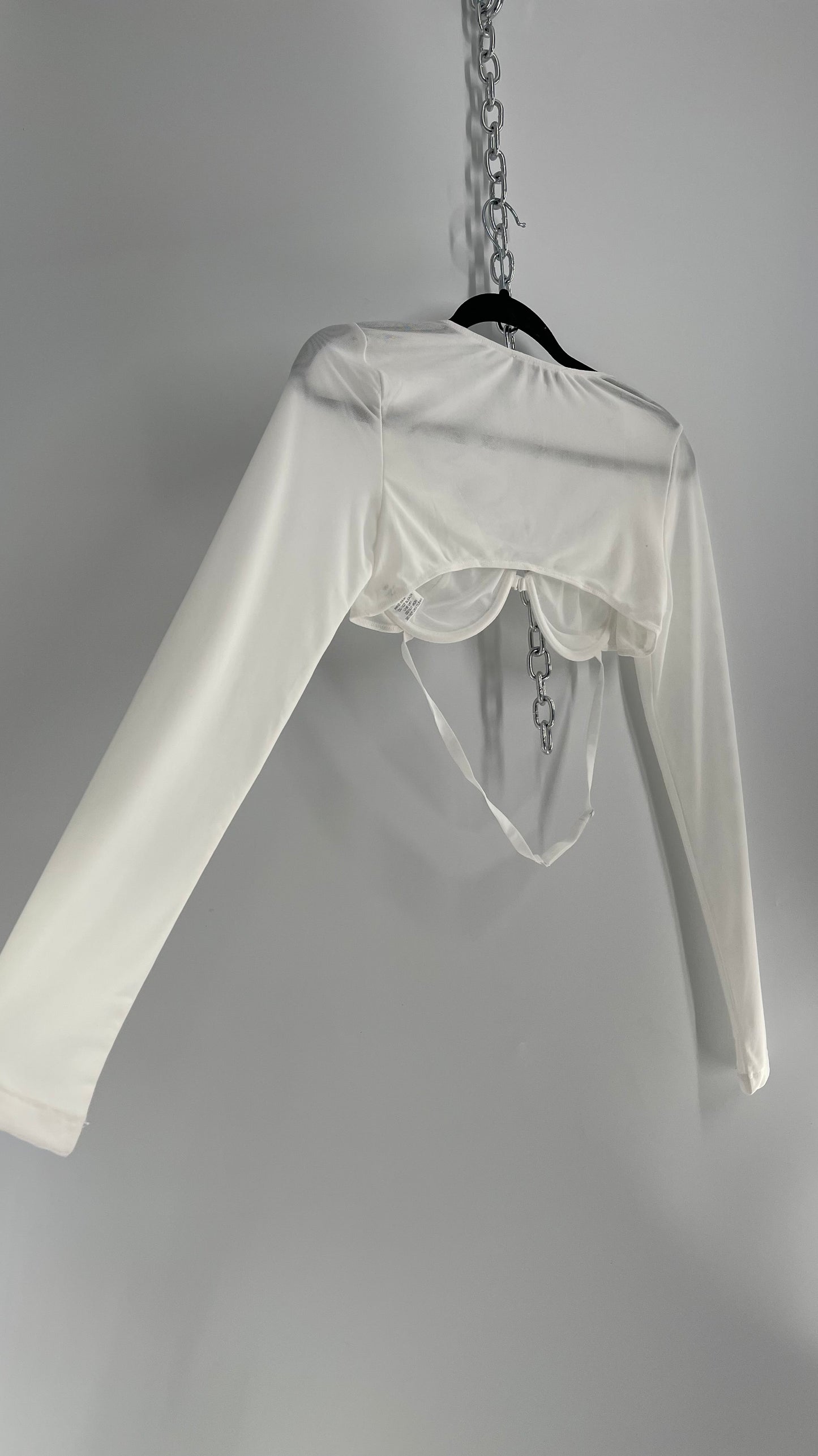 TIC TOC White Mesh Underwire Layering Long Sleeve (large)
