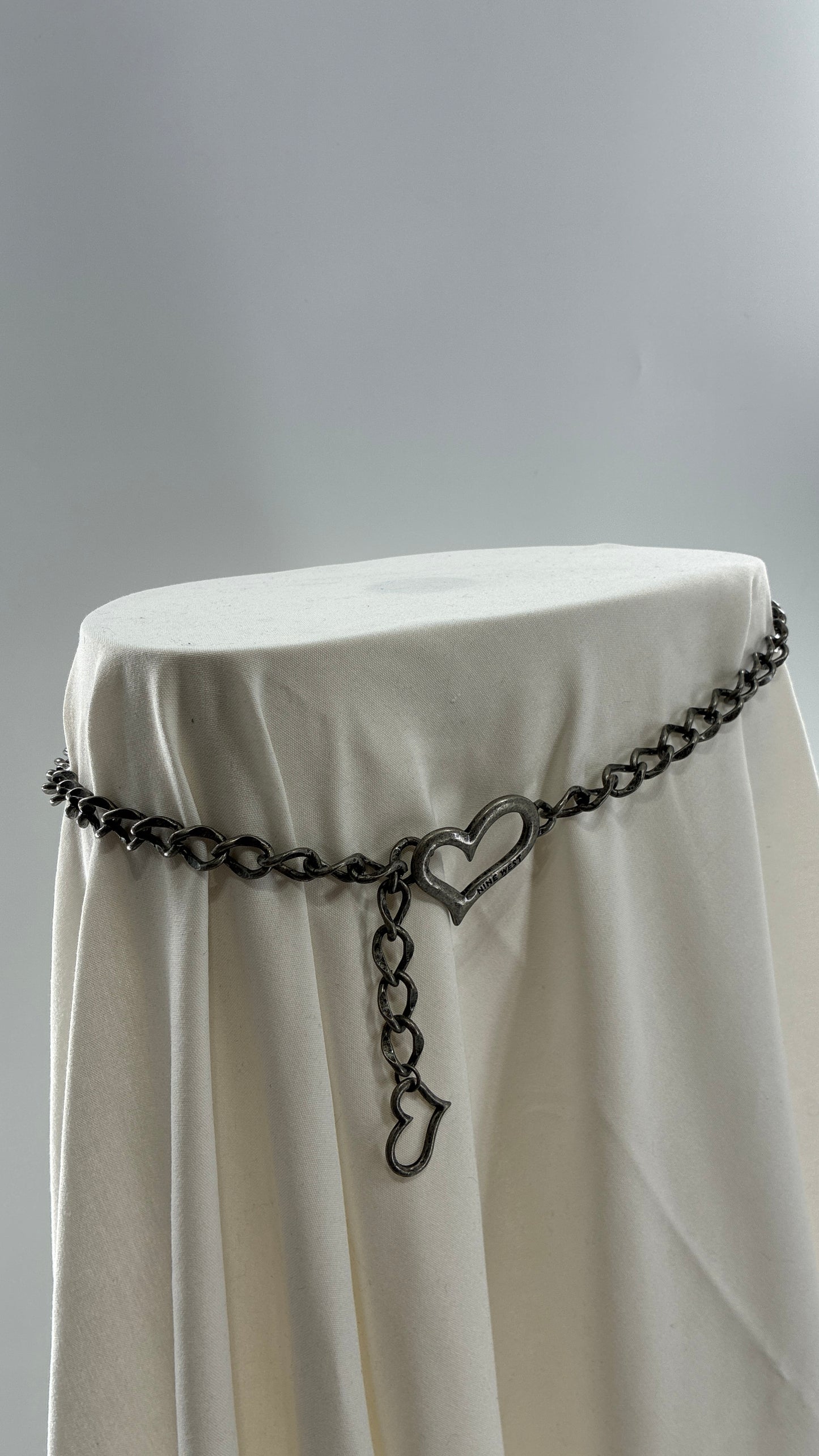 Vintage Nine West Heart Chain Heavy Metal Belt (One Size)
