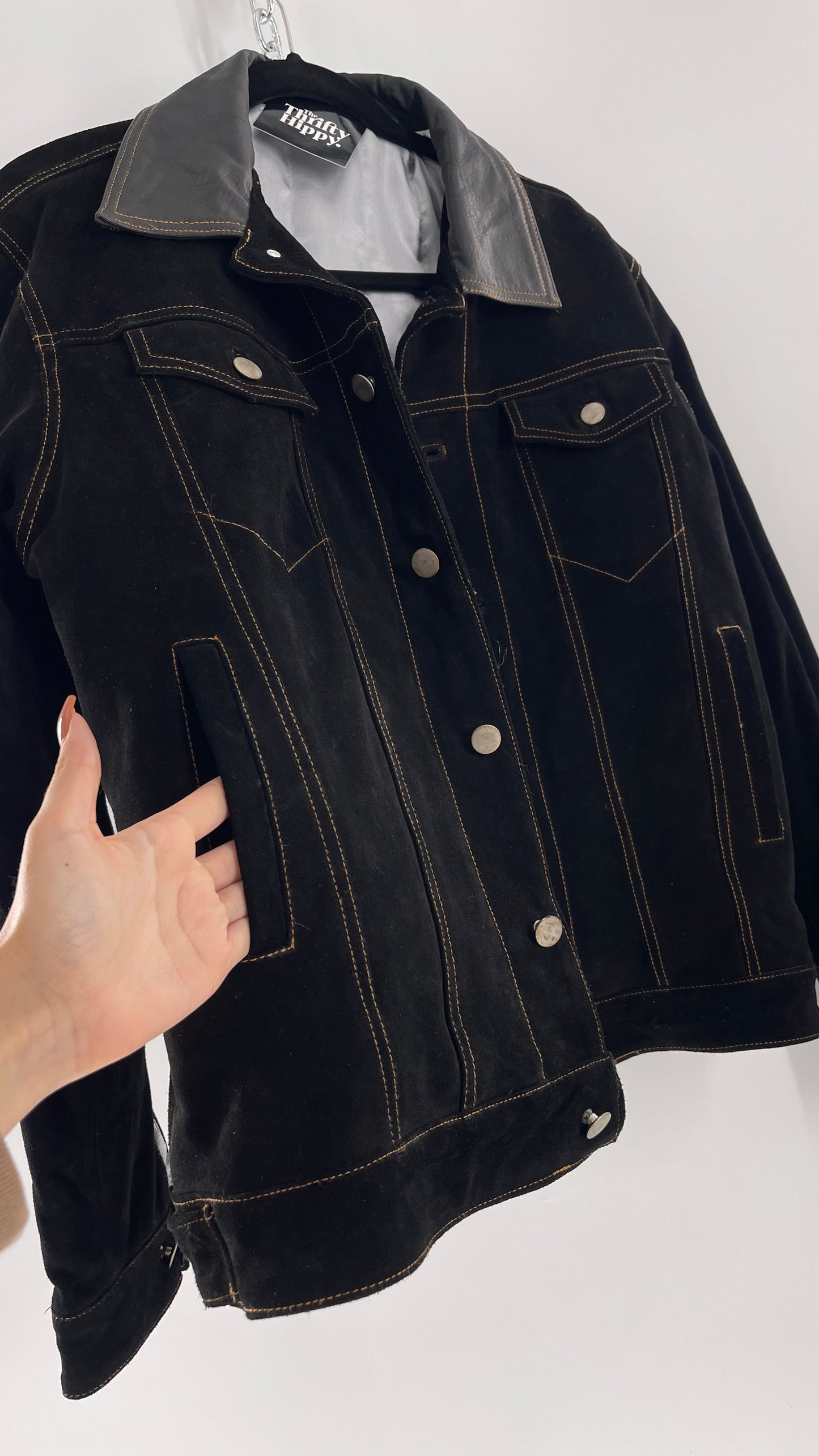 Vintage Extreme Black Suede Heavy Duty Cinematic Jacket (Medium)