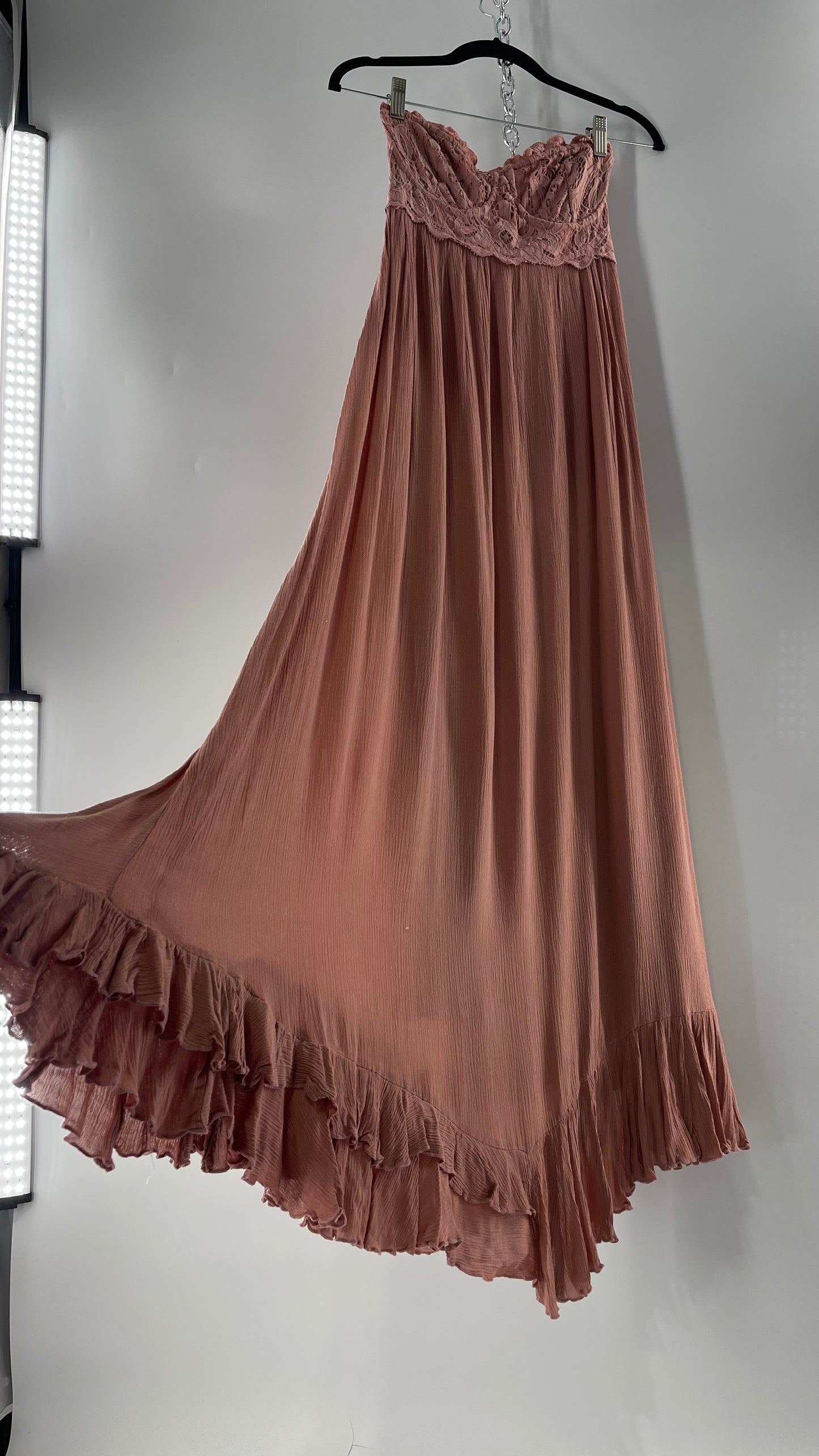 Free People Adella Mauve/Dusty Pink Full Length Maxi Dress (Small)
