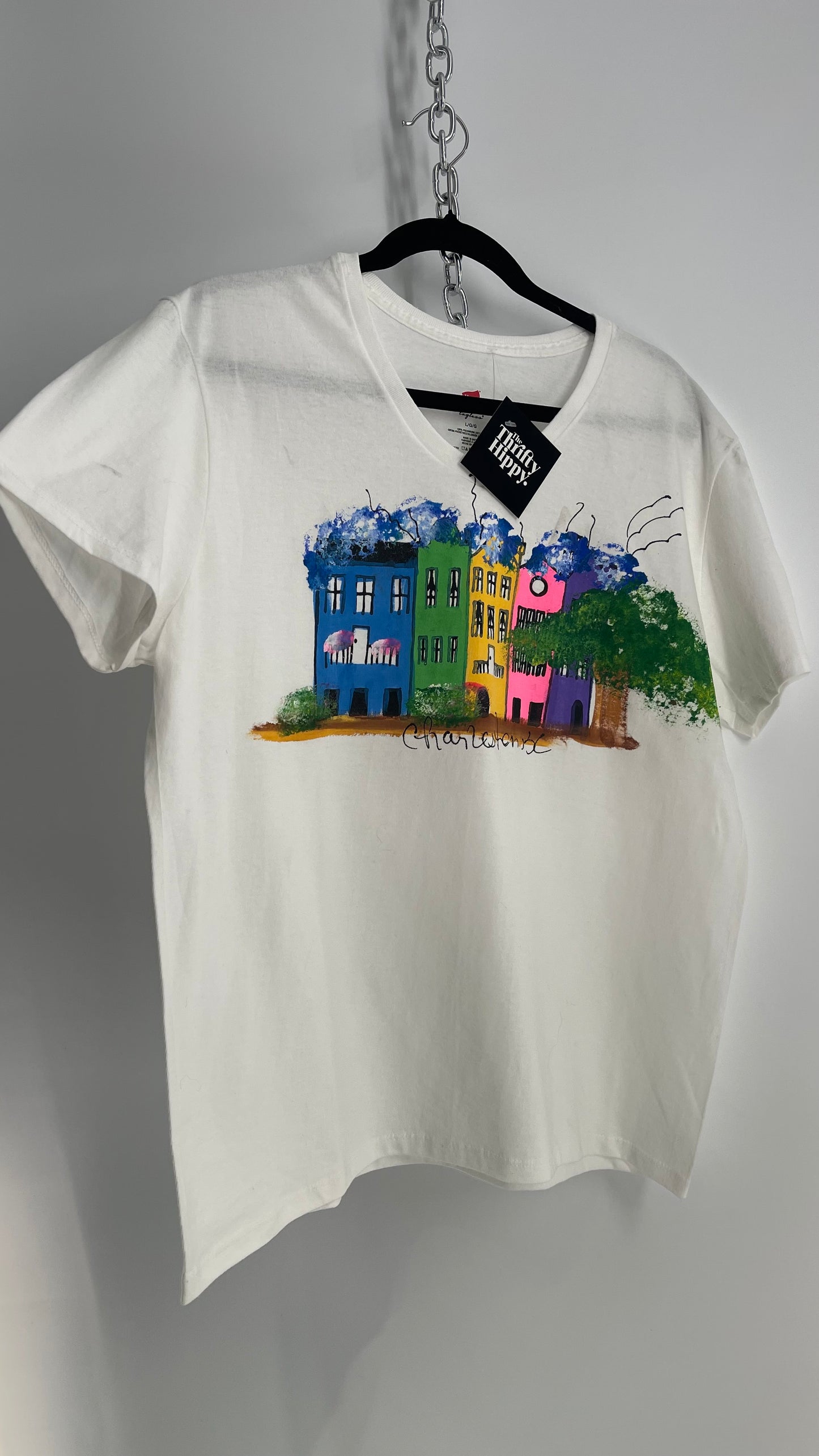 Vintage Hand Painted Charleston, SC Artist Tourist T (Large)