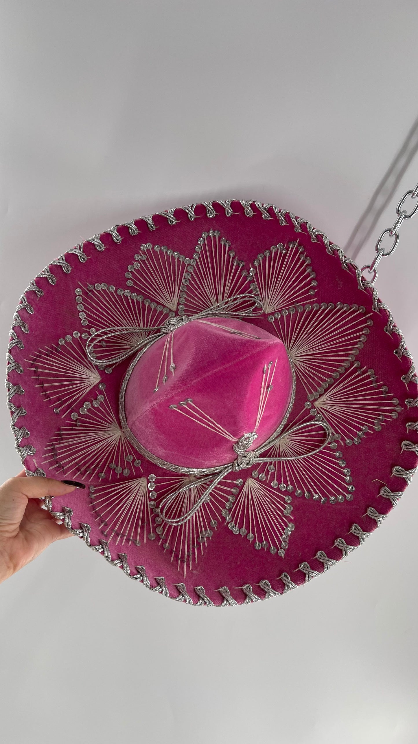 Vintage 1970s Pink and Silver Salazar Yepez Sombrero