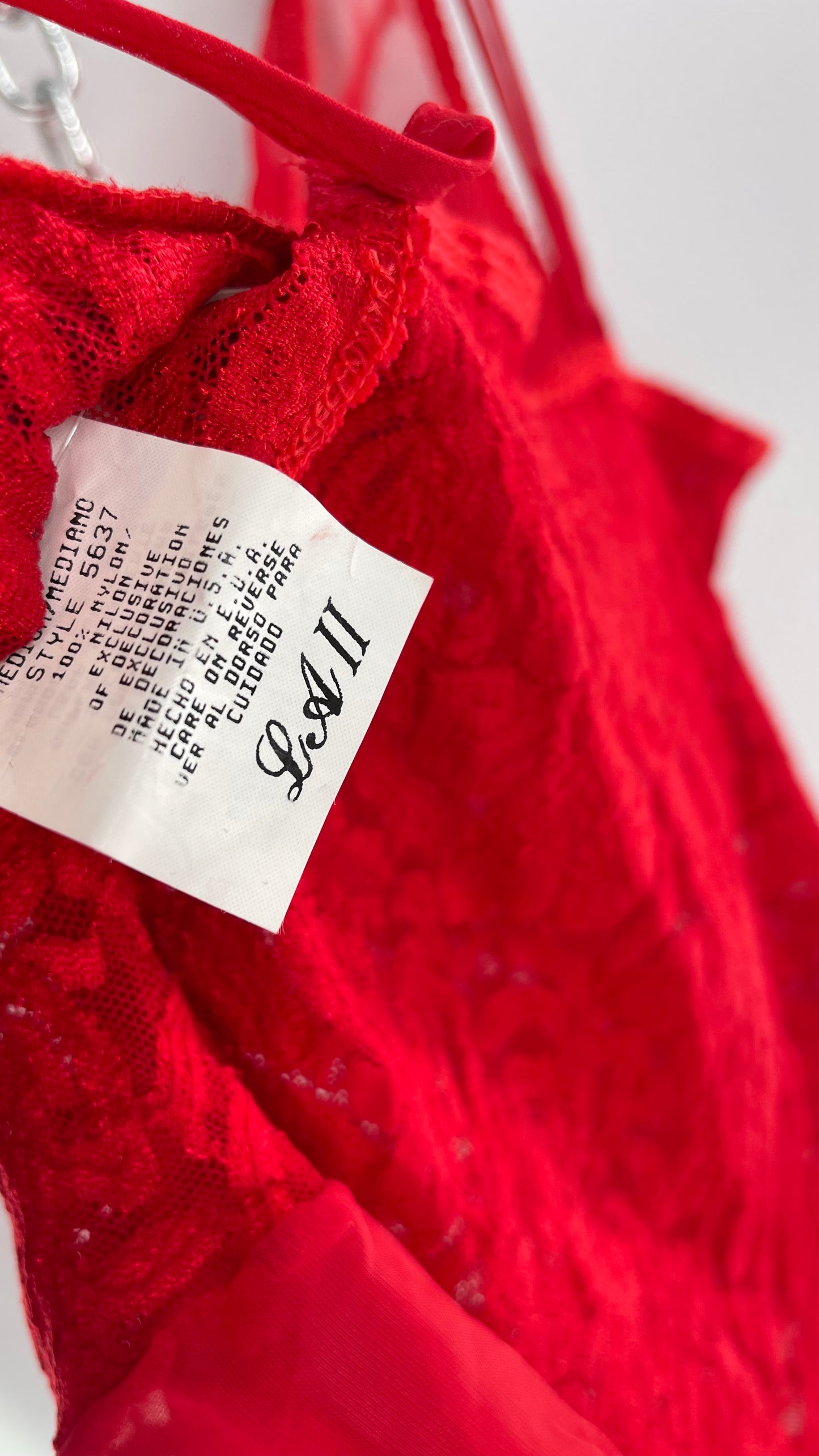 Vintage Red Lace Bodysuit (Medium)