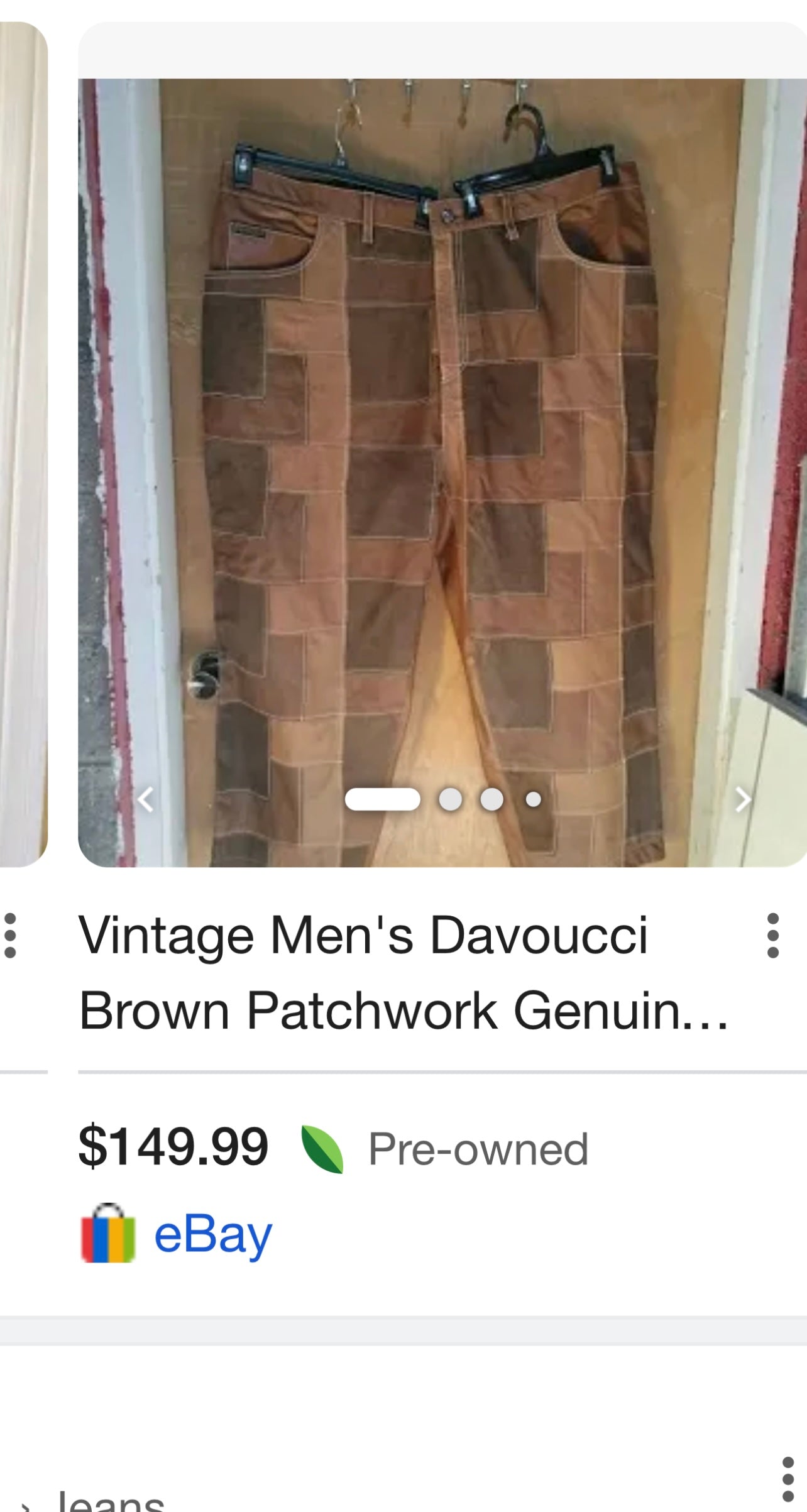 Vintage Original Davoucci Dark Wash Denim with Suede Leather Checker Patchwork Front (34x33)