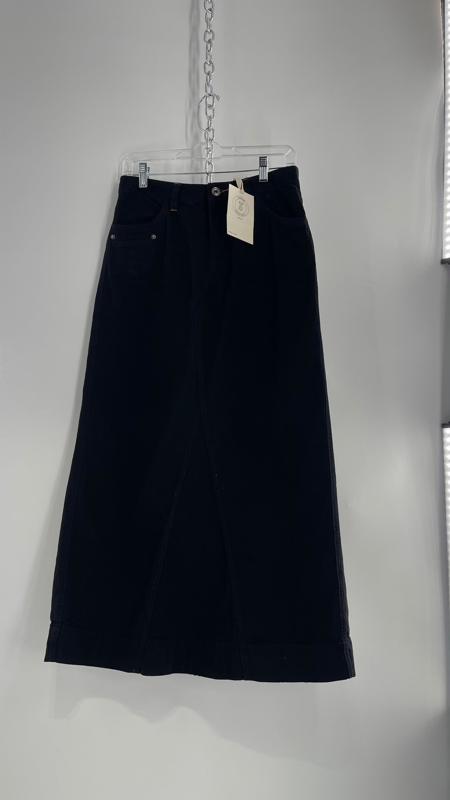 Vintage Urban Outfitters Renewal Union Bay Dark Wash Denim Full Length Skirt with Tags Attached (Small)
