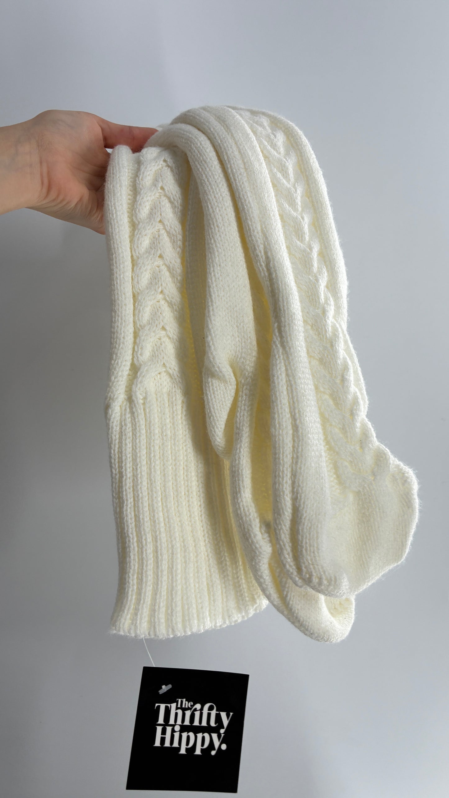 NWOT Off White Thick Knit Thigh High Cableknit Socks