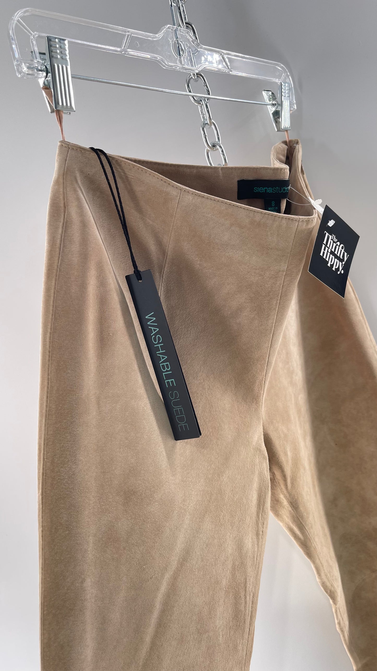 Deadstock Vintage Slouchy SienaStudio Oatmeal Tan Suede Pants (8)