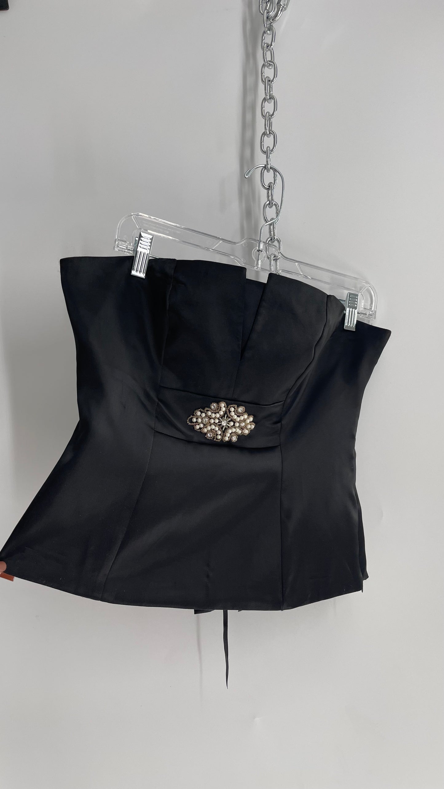VENUS Vintage Black Tube Top with Embellishment and Corseted Back (6)