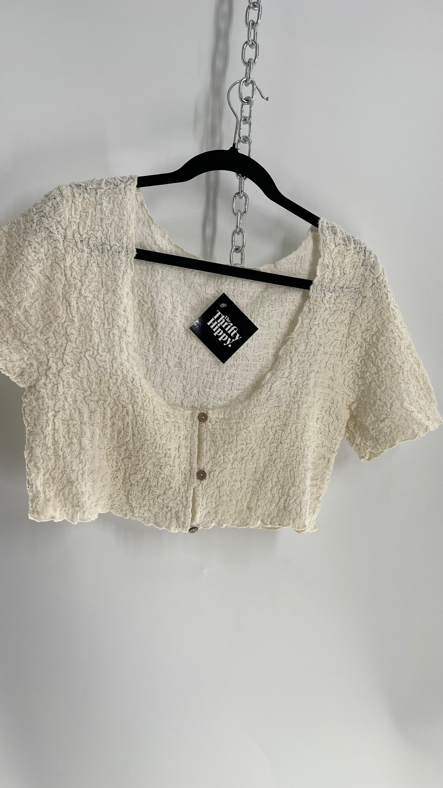 Free People Textured Off White Crop(Large)