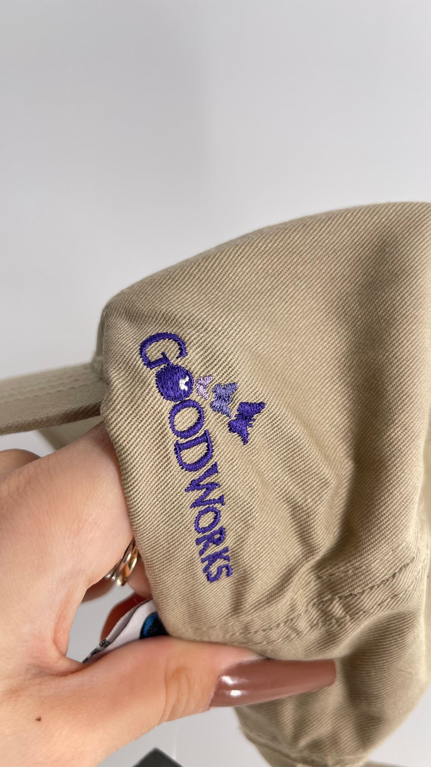 Spread Love Tan Purple Embroidered Baseball Hat