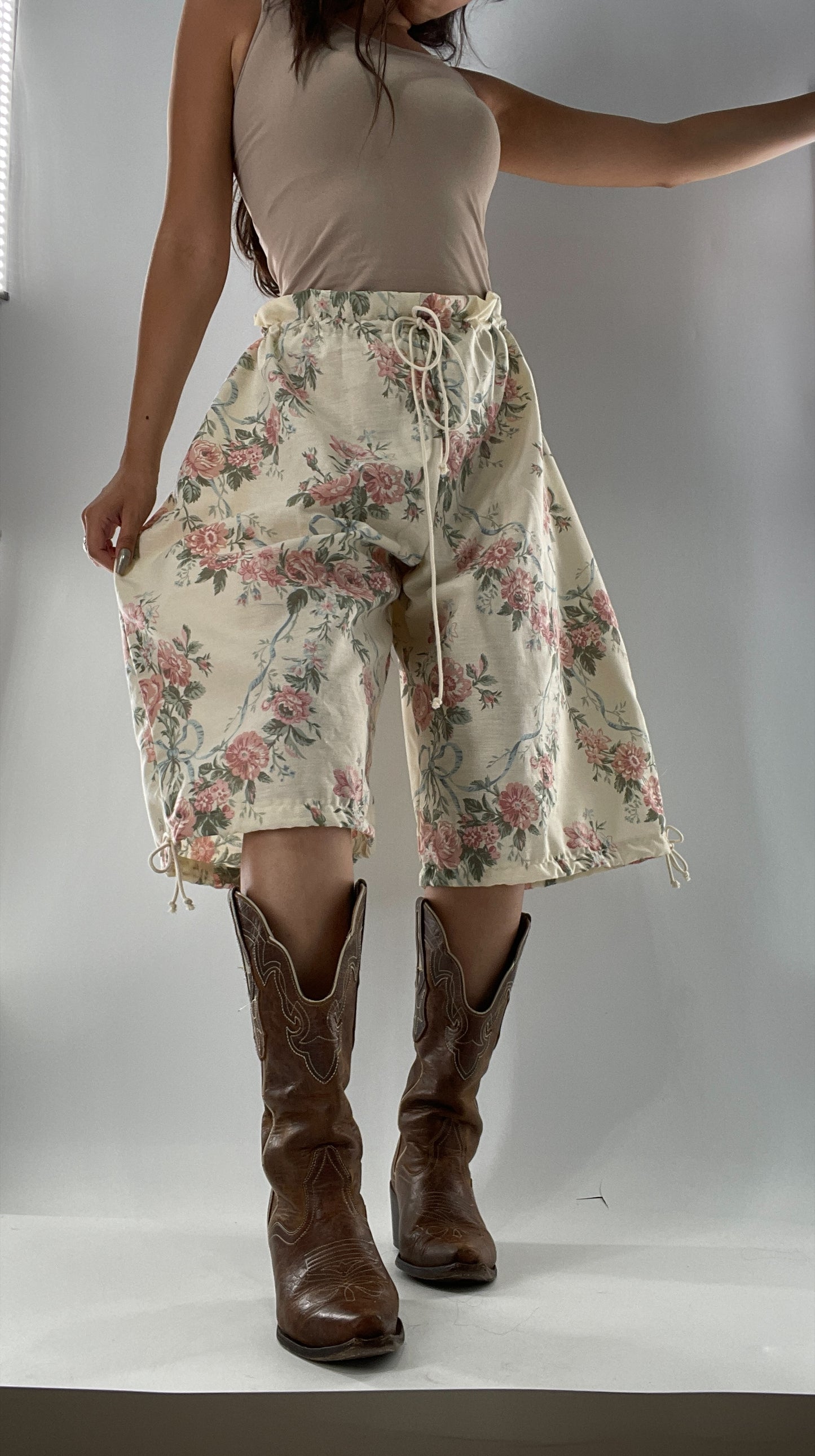 Custom Vintage Cottage Short/Capri Oversized or Cinched (One Size)