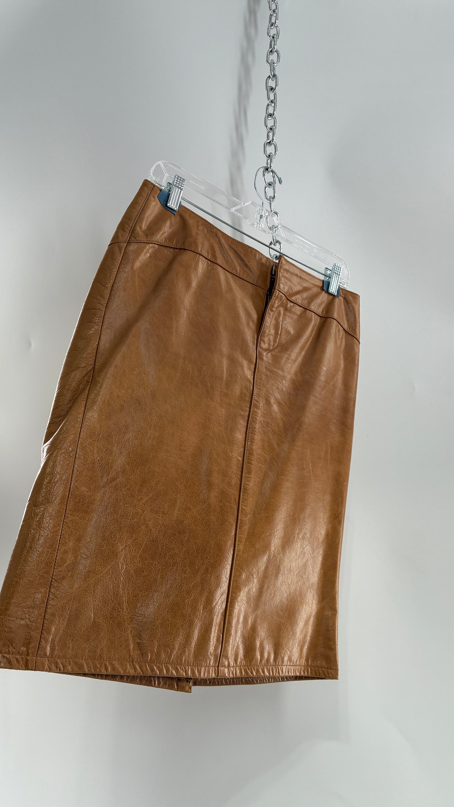 Vintage GAP Camel Leather Hip Skirt with Hip Detail (6)