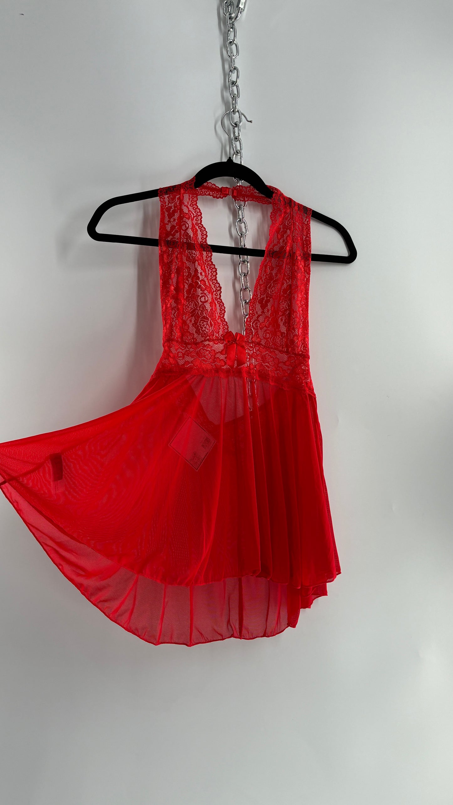 Vintage H.O.T Red Lace Baby Doll Halter (One Size)