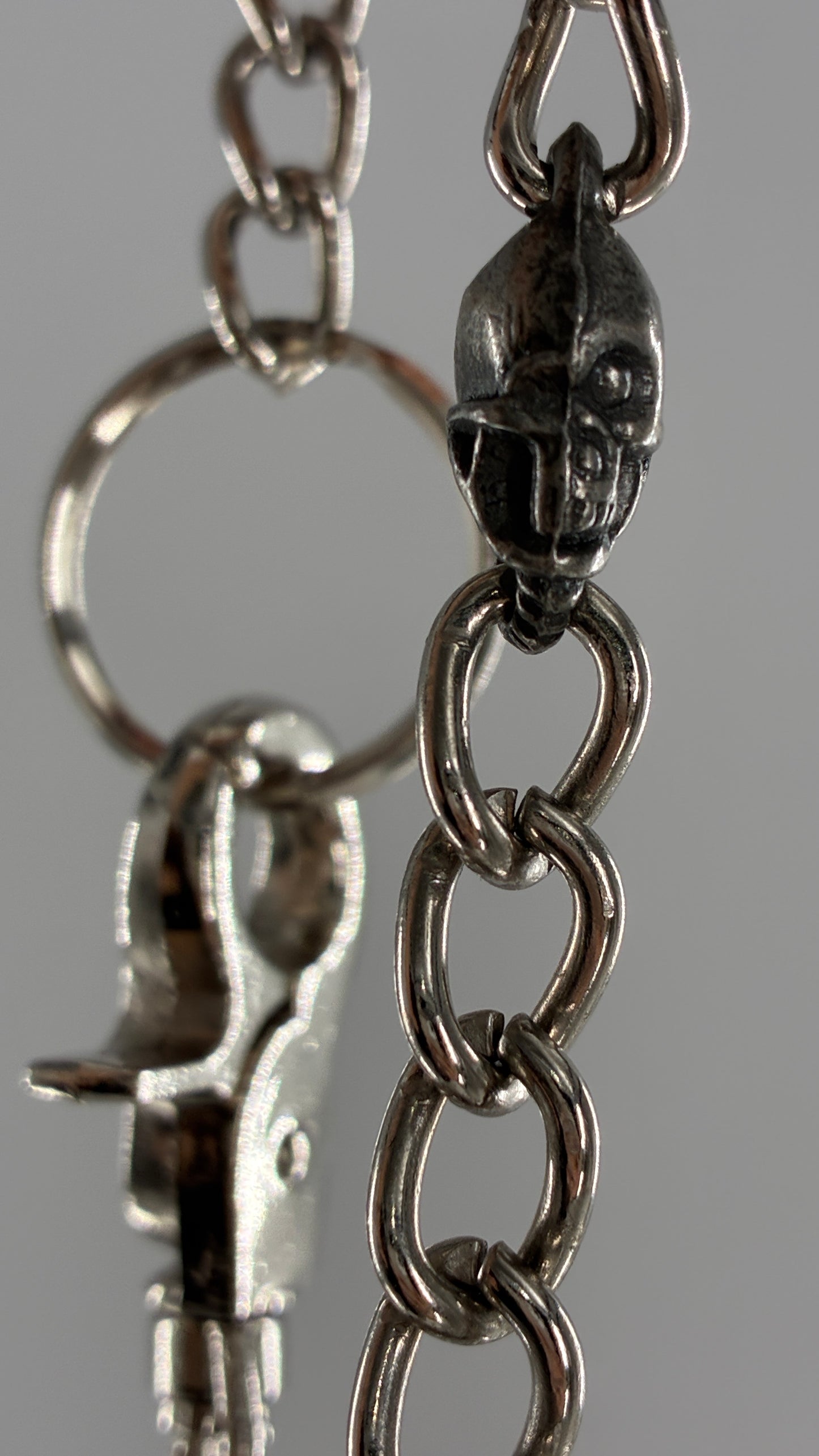 Vintage Dark Silver Metal Skull Chain Belt or Pant Chain (Small)