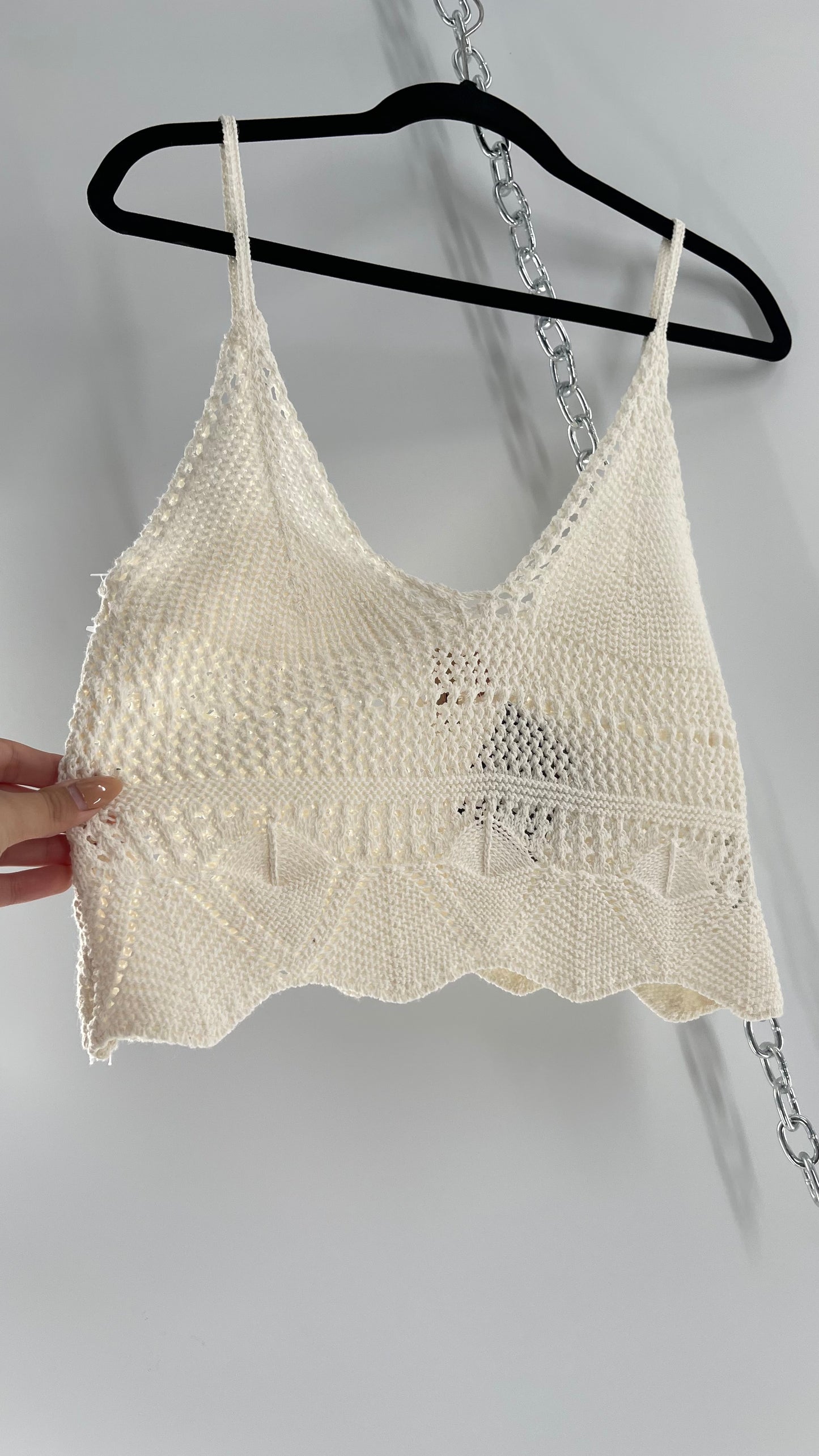 Anthropologie Pilcro White Crochet Cropped Tank (Small)