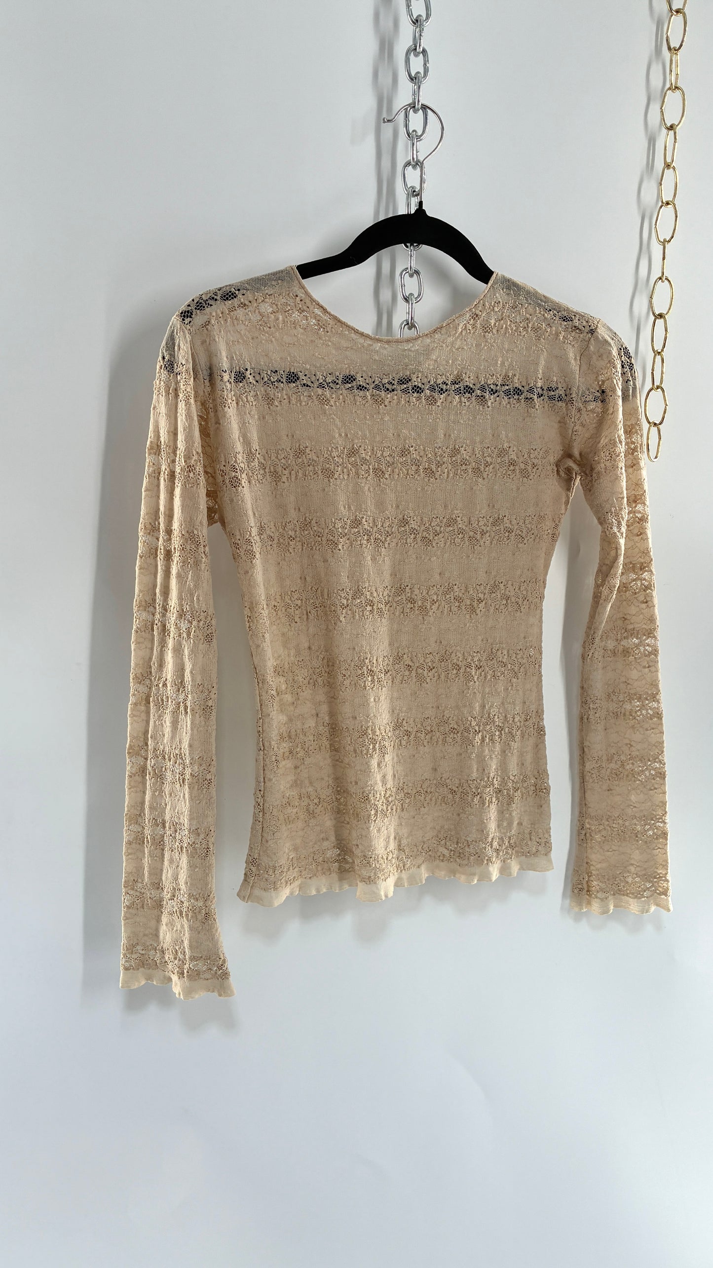 Vintage MERGIRL Thin, Delicate Sheer Lace Long Sleeve (Medium)