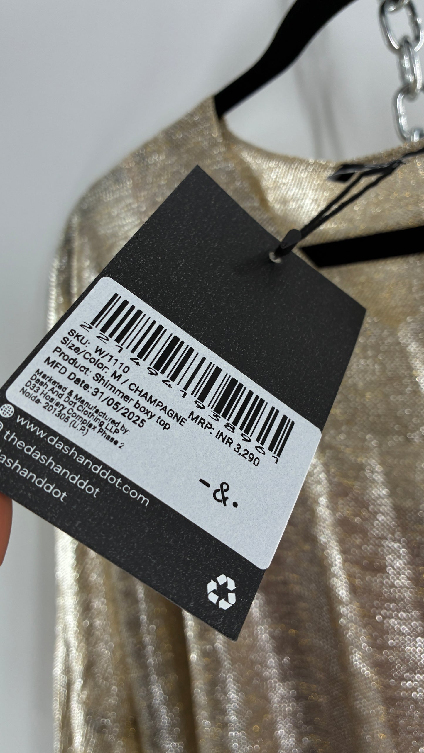 DASH & DOT Gold and Silver Metallic Shimmer Boxy Top with Tags Attached (Medium)
