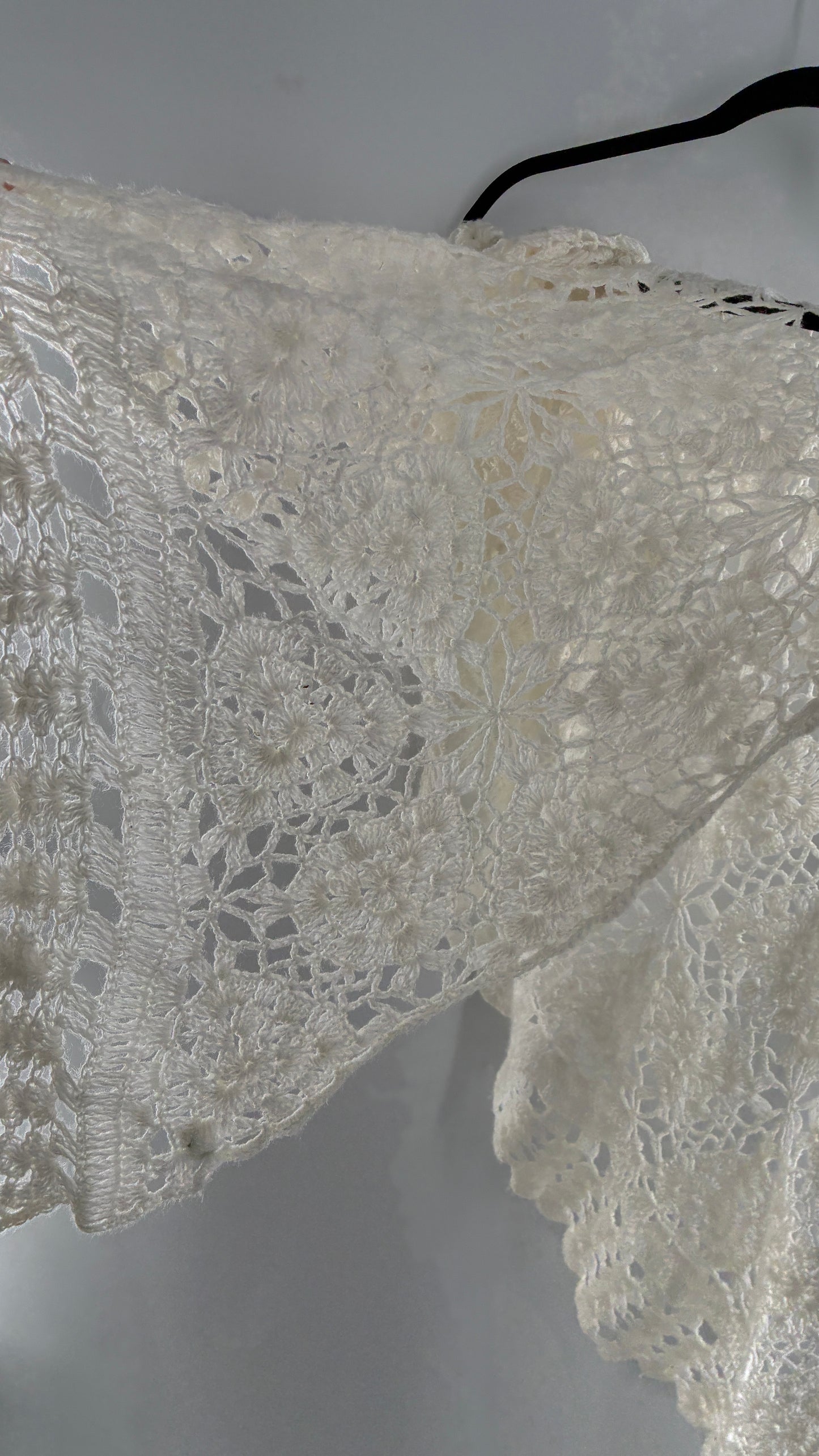 Vintage Crochet Style White Scarf