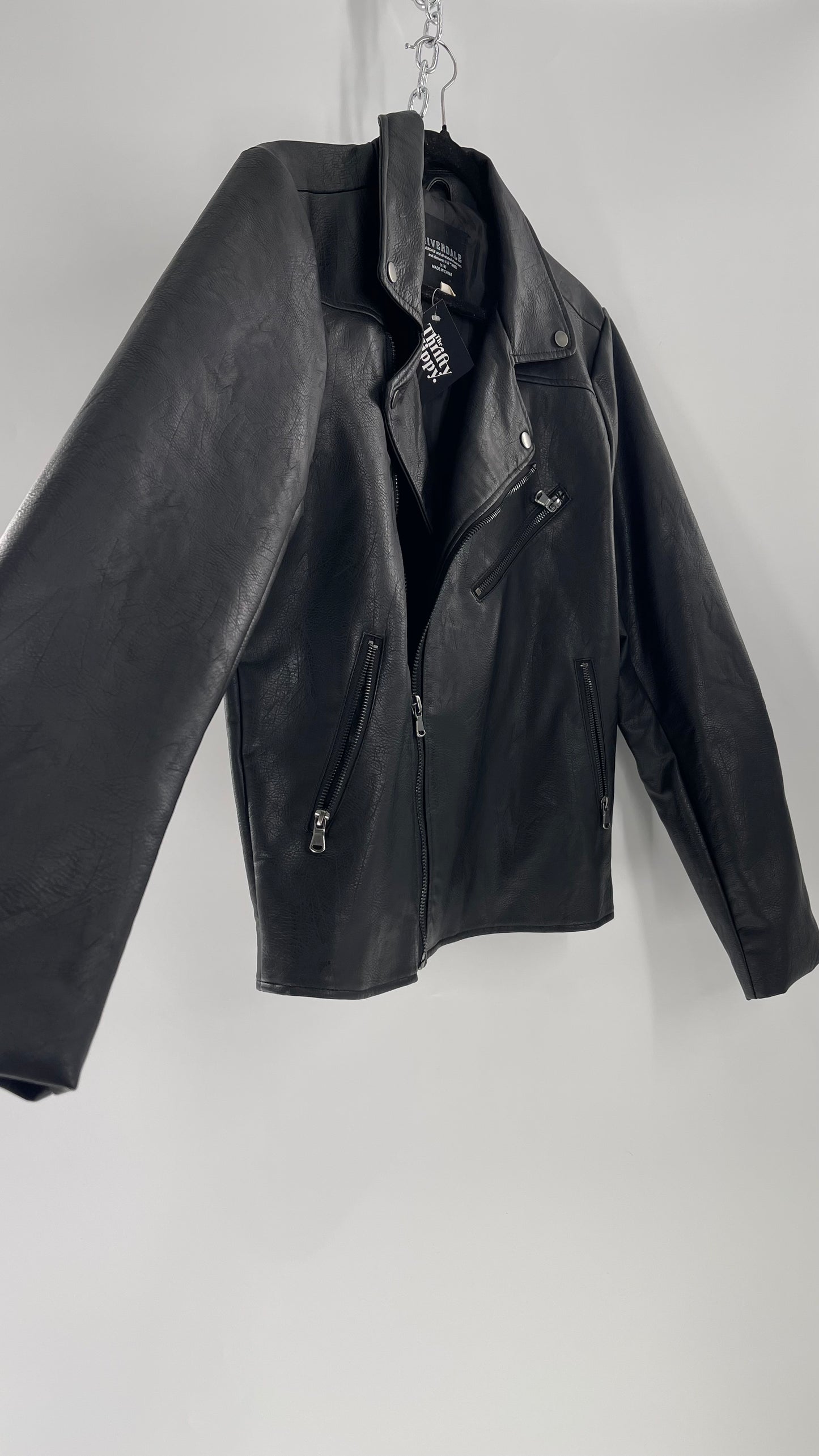 Riverdale Vegan Leather Jacket with Southside Serpents Embroidered Back (Medium)