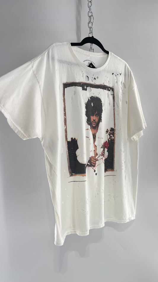 The Prince Estate Oversized Distressed Band T  (S/M)