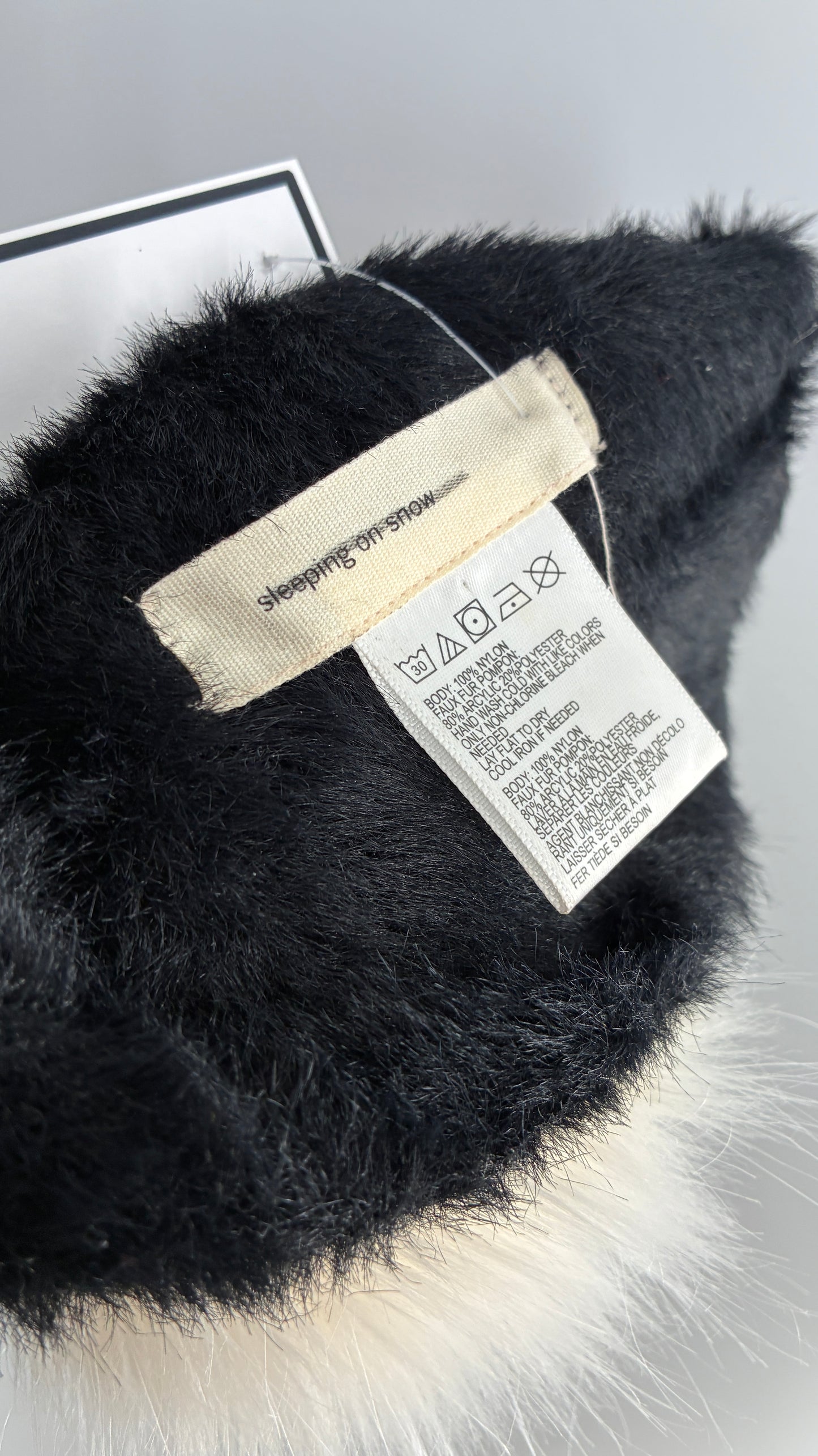 Anthropologie Sleeping on Snow Black Pom Pom Beanie